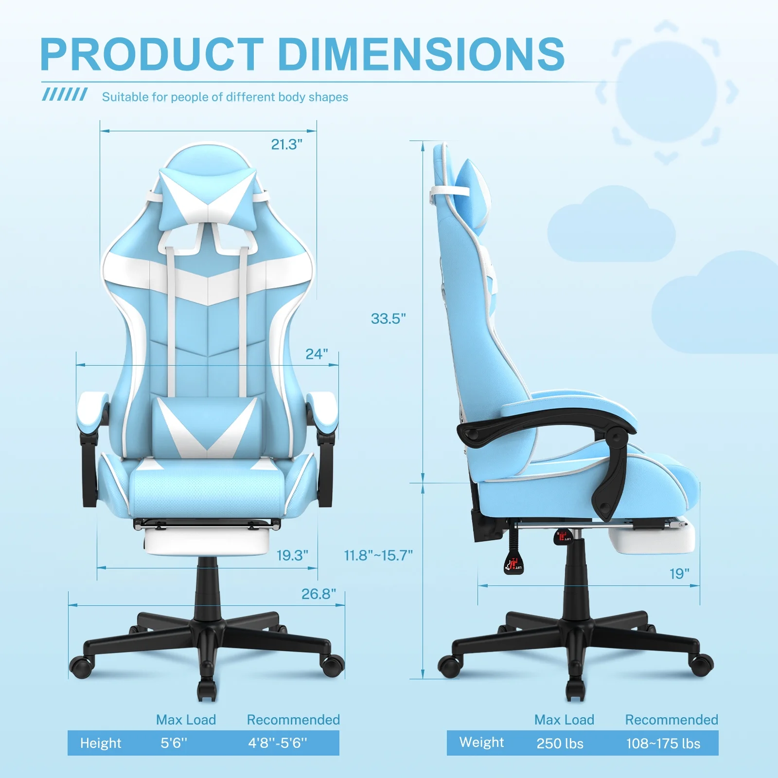 SOONTRANS Green Gaming Chair with Footrest, High Back Gamer Chair with Massage Lumbar Pillow, Gamer Computer Desk Chair (Green)