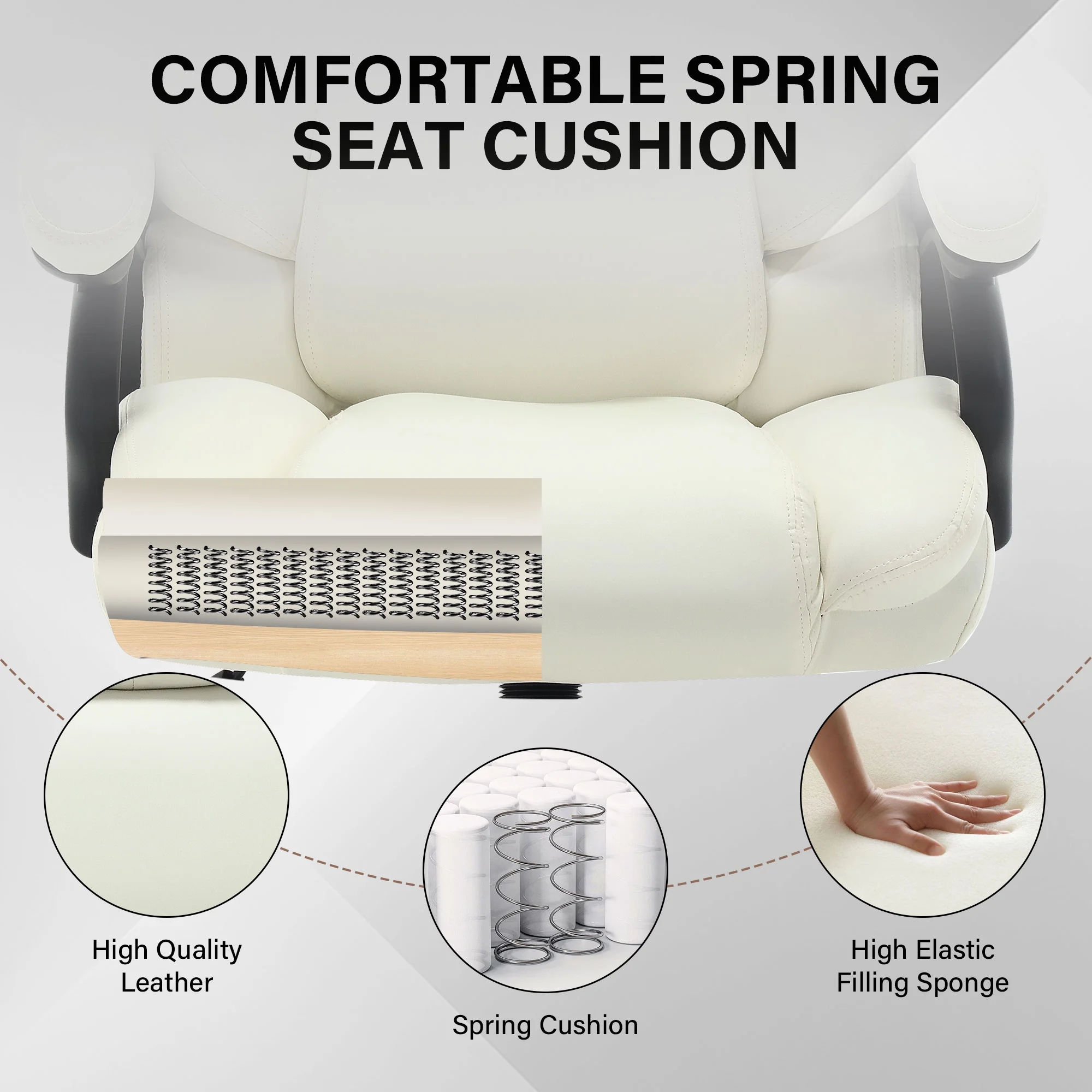 JONPONY Big and Tall Office Chair 500LBS Wide Seat Ergonomic Computer Desk Chair High Back Executive Leather Chair Adjustable Task Chair Lumbar Back Support 8 Hours Heavy Duty Design,Black