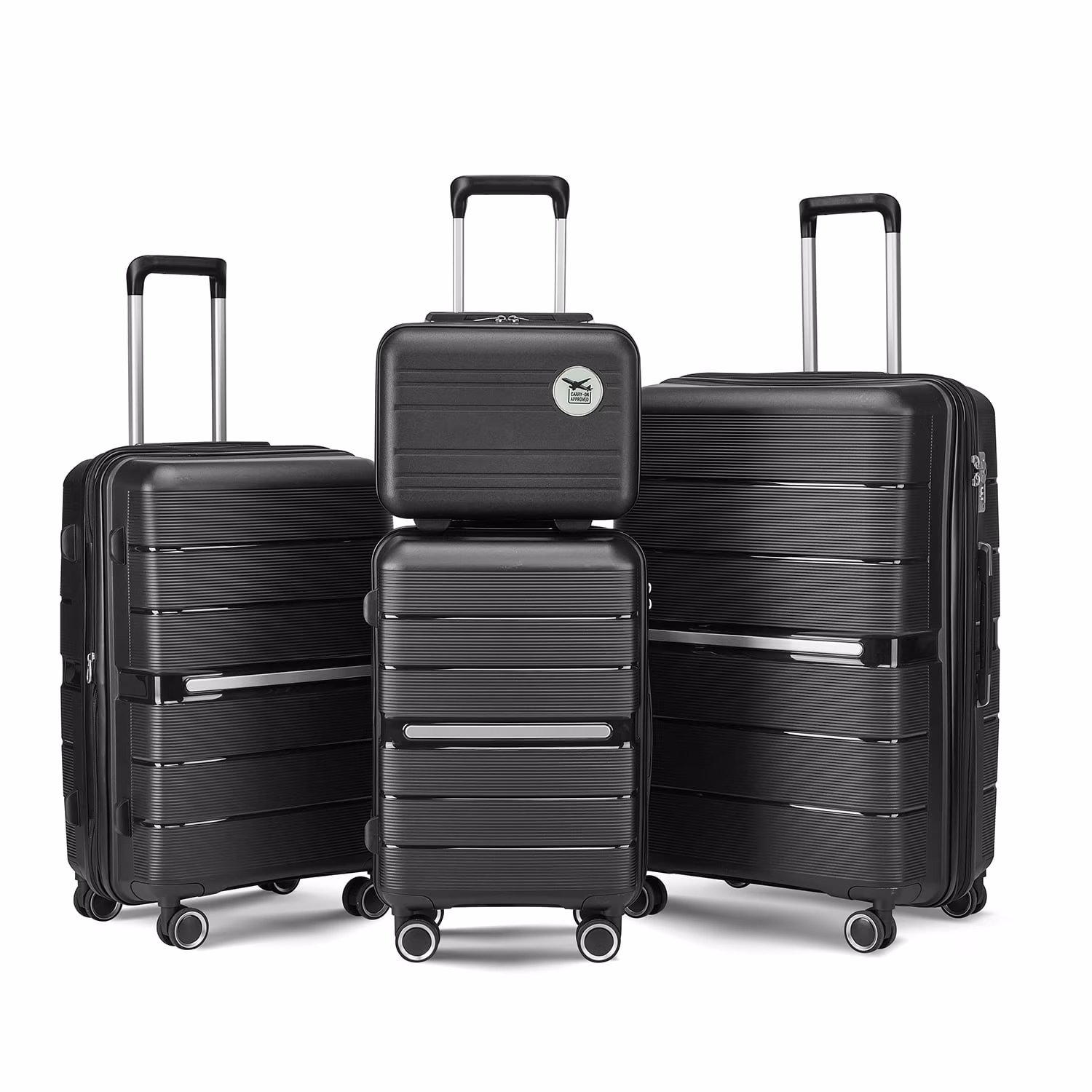 4 Piece Luggage Set, Expandable Lightweight Suitcase Set, PP Materials Travel Luggage with TSA Lock Spinner Wheels, White (14/20/24/28)