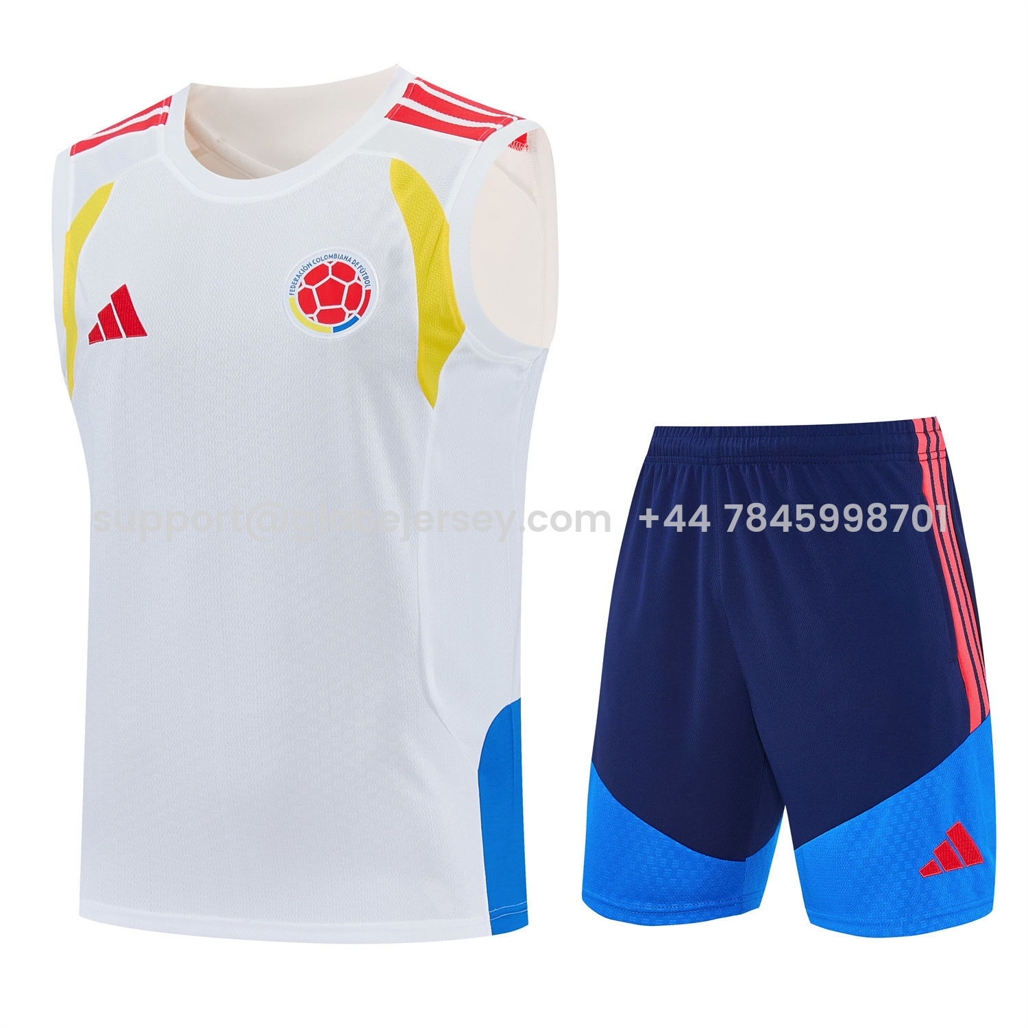 Colombia 2026 Vest Training Set - White Vest and Blue Shorts