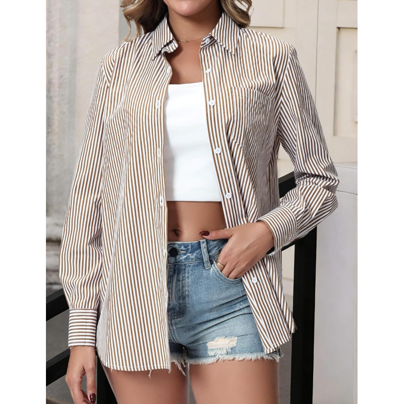 Striped Button Down Shirt for Women