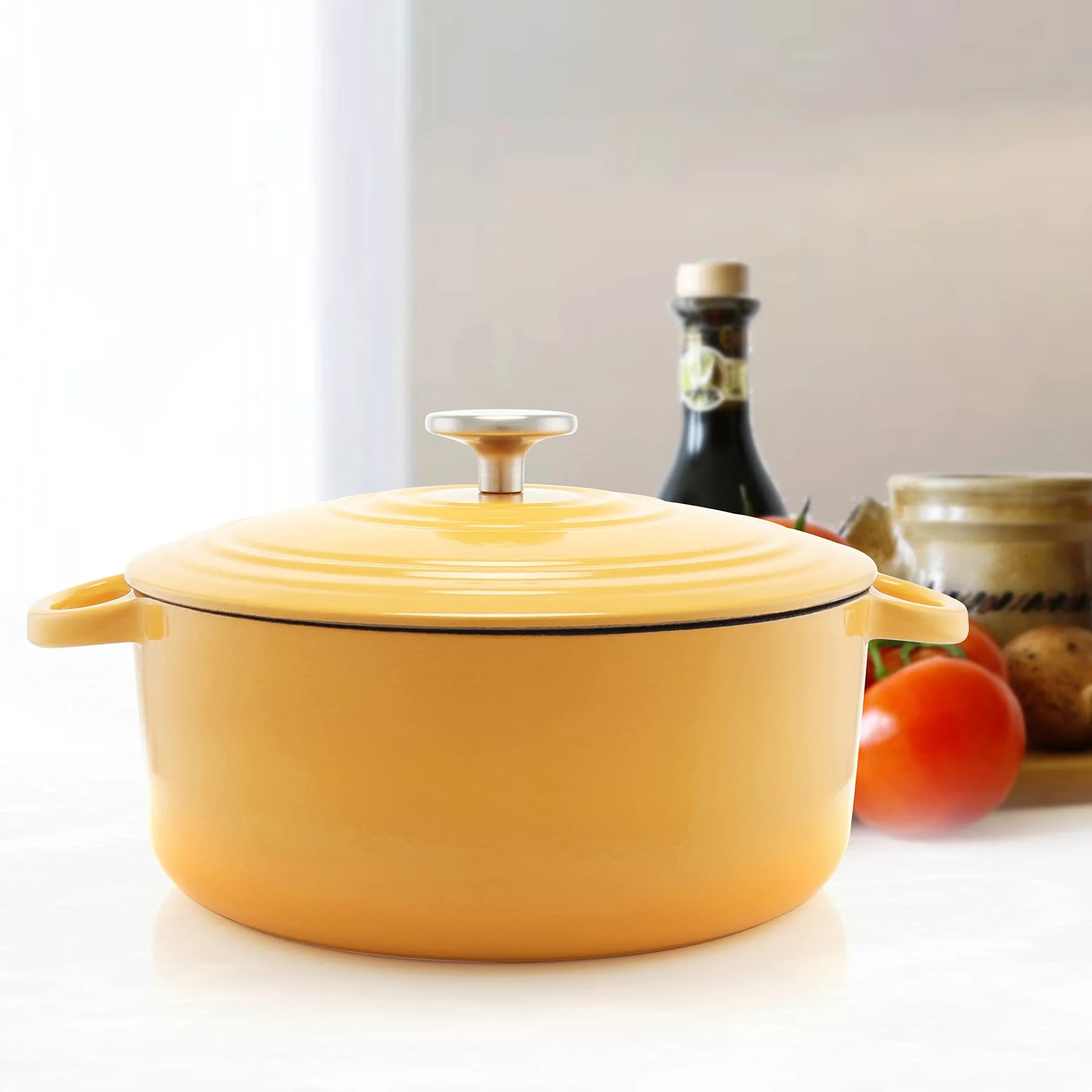 Chantal TC32-260BA Round Cast Iron Enamel Dutch Oven (Sea Blue)