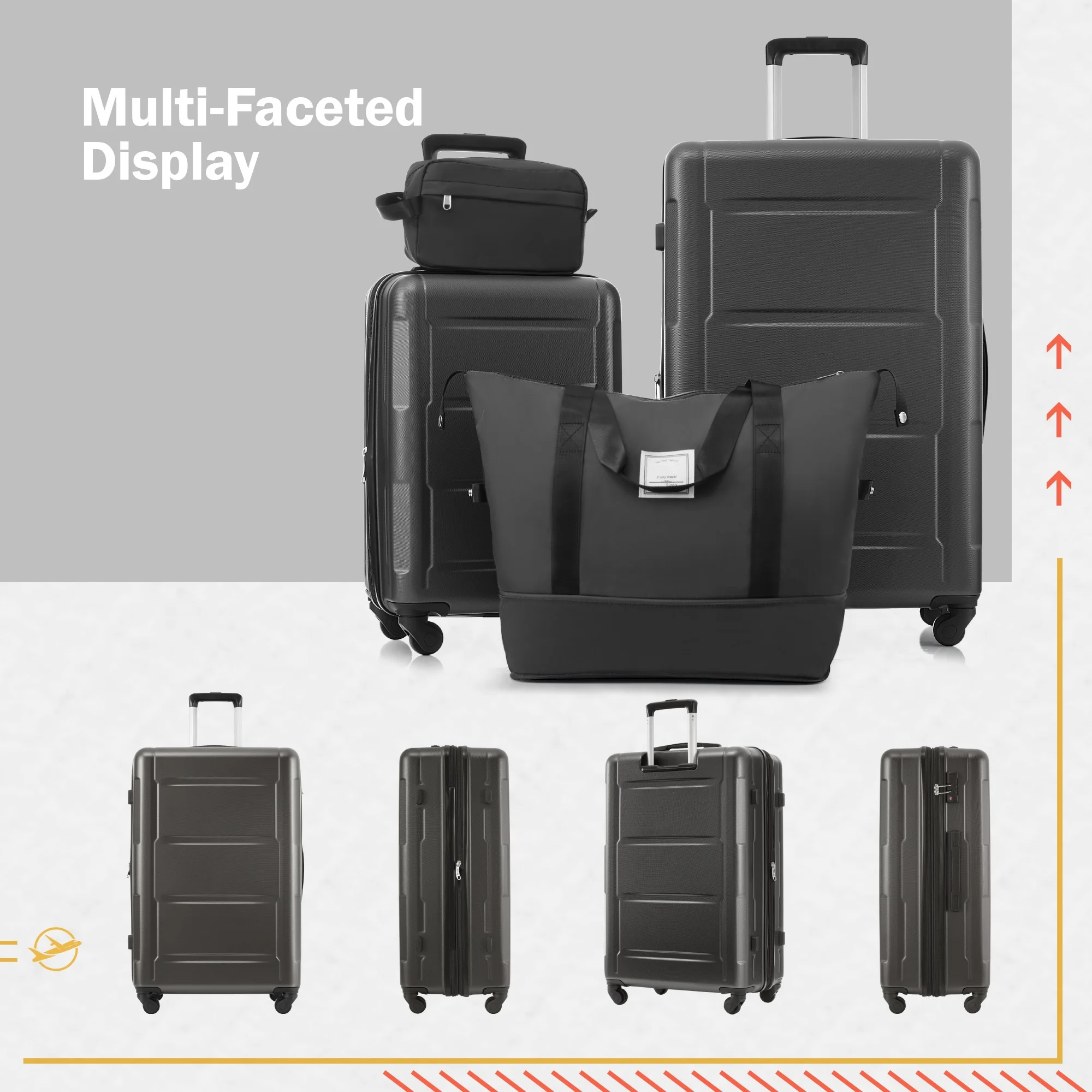 imerelez 2 Piece Luggage Set with Bags Expanable Spinner Wheels ABS Lightweight Suitcase with TSA Lock 20inch+28inch