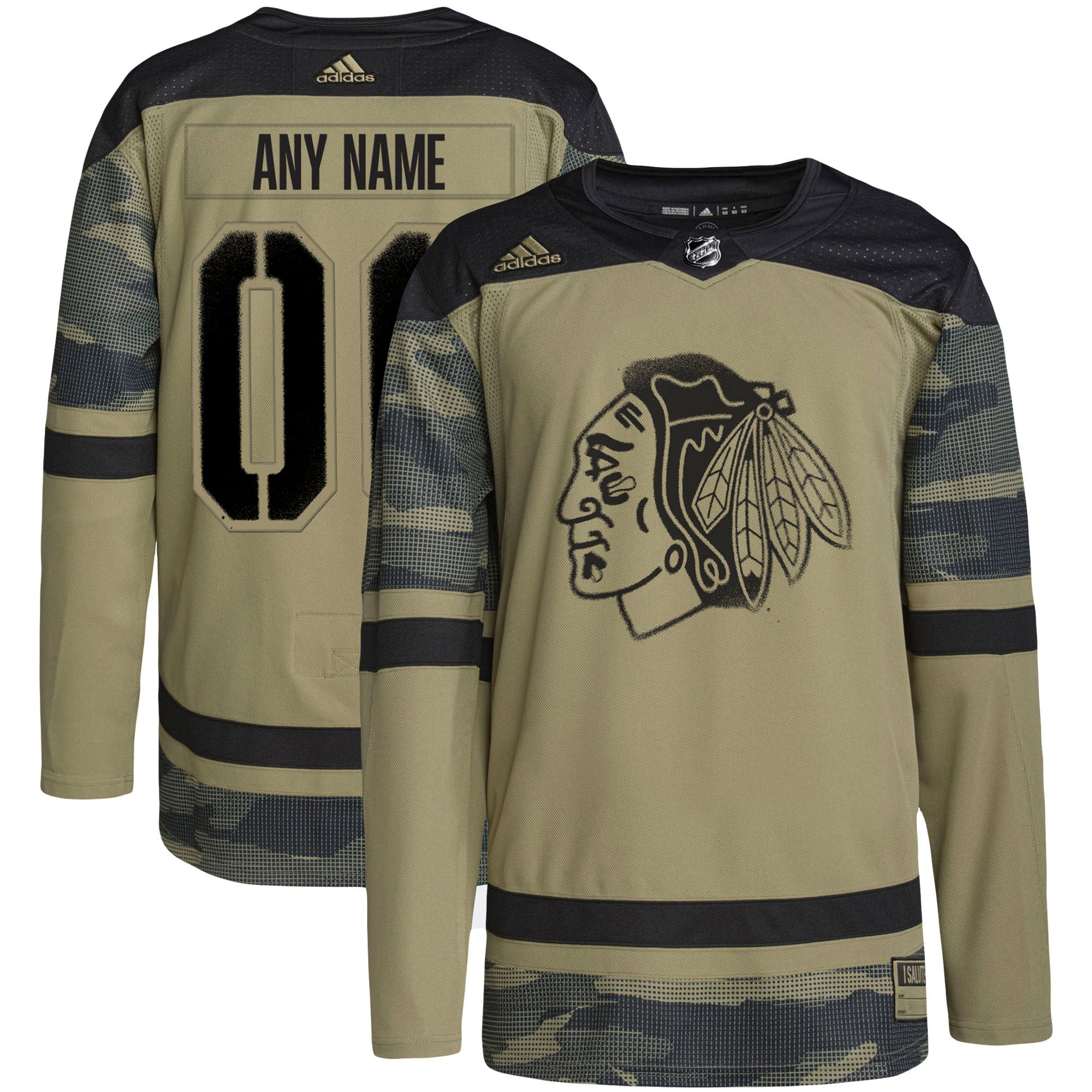 Chicago Blackhawks  Military Appreciation Team  Custom Practice Jersey – Camo