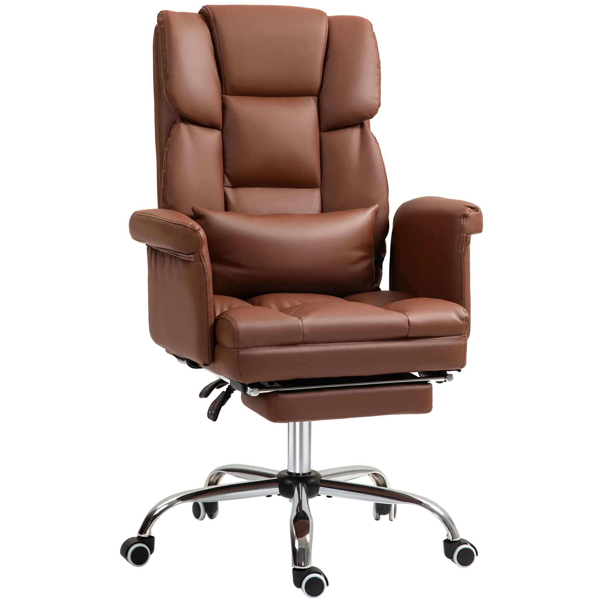 HOMCOM Executive Office Chair with Footrest and Lumbar Support, PU Leather Office Desk Chair, Ergonomic, Reclining and Swivel Chair, Black
