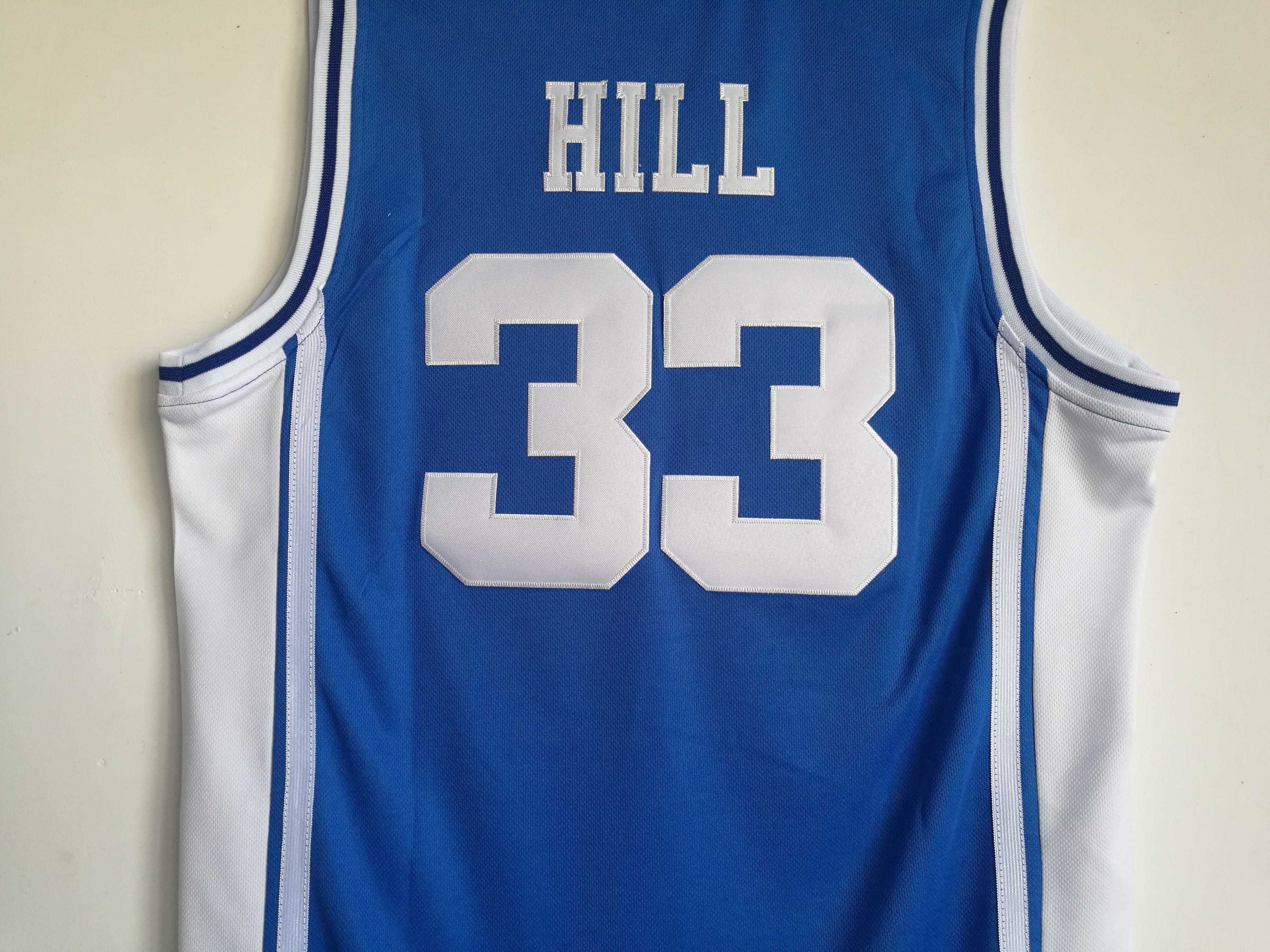 NCAA Duke University No. 33 Hill Blue Embroidered Basketball Jersey