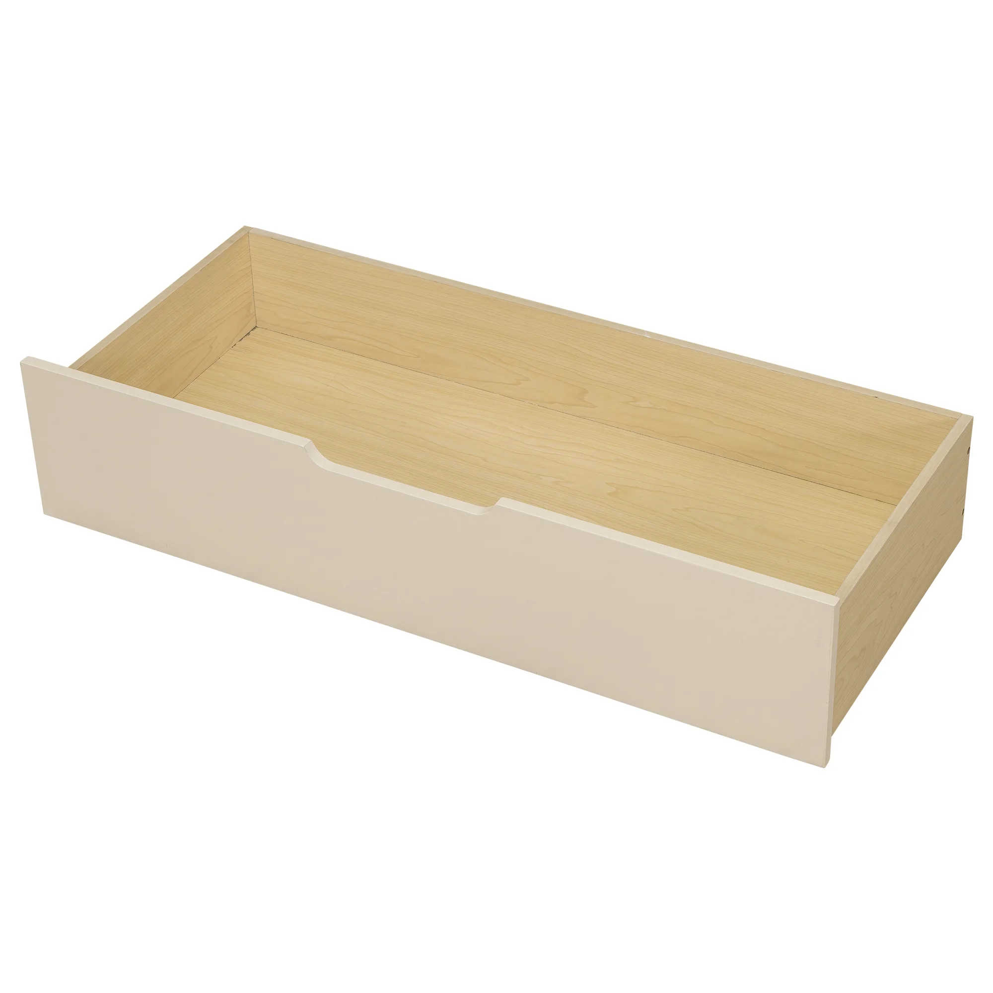 Euroco Wood Twin Size Platform Bed with Desk and Shelves, Drawers and USB Charging for Kids, Cream