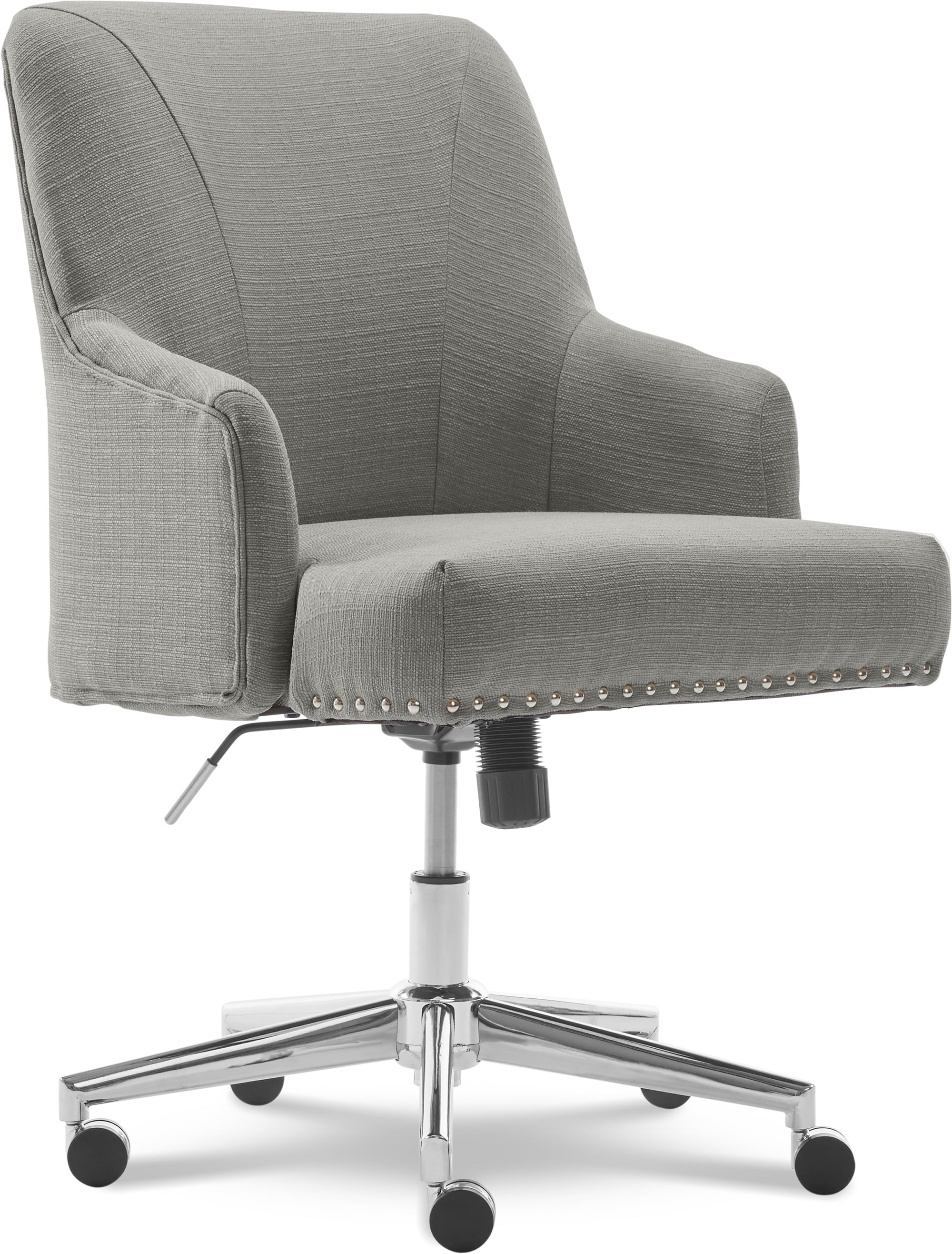 Serta Leighton Home Office Desk Chair Chrome Nailheads Twill Fabric Lilac Purple