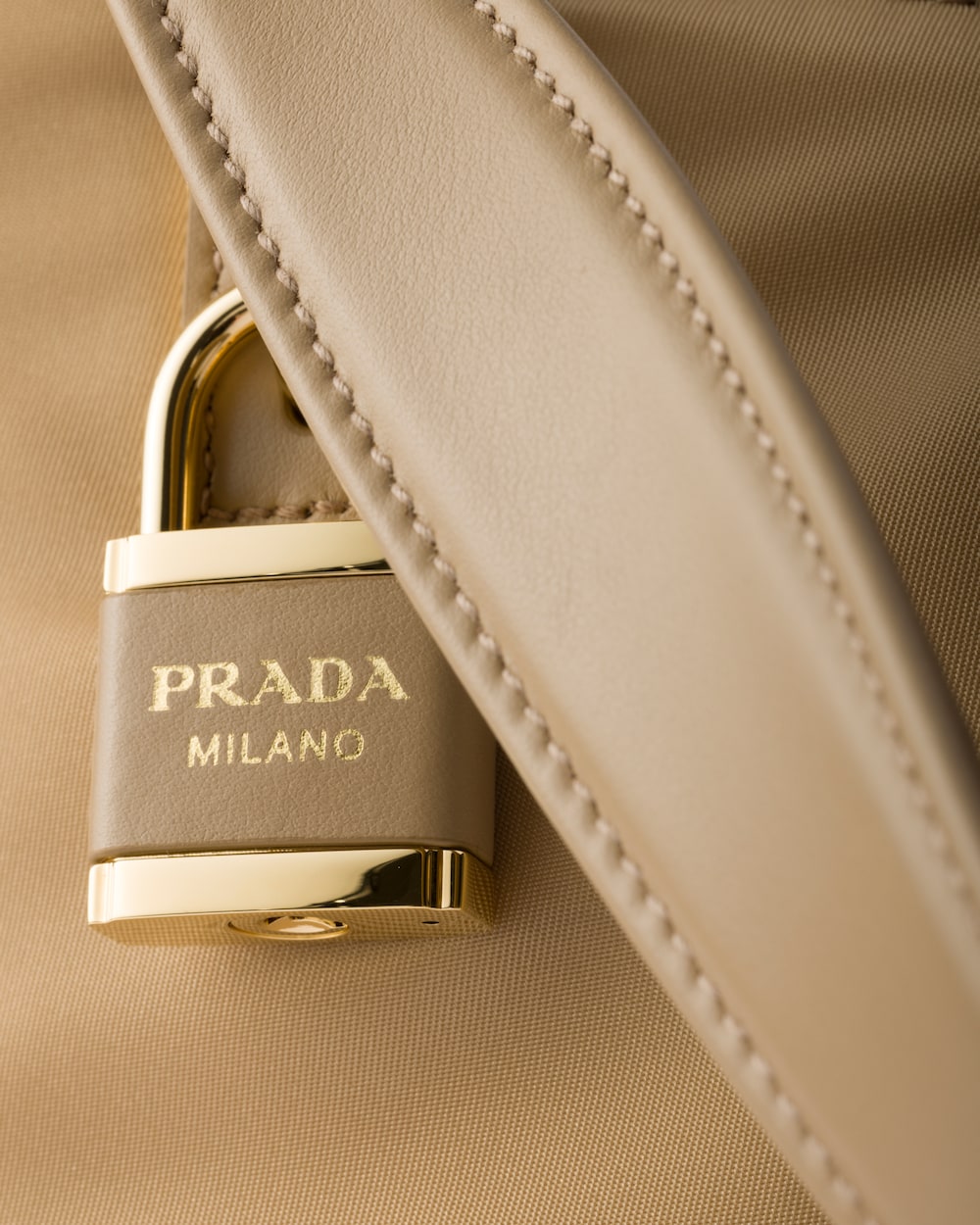 Aim??e Large Re-Nylon and Leather Shoulder Bag With Padlock