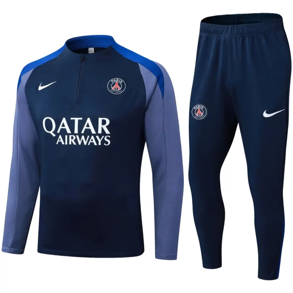2025-26 Paris Saint-Germain Royal Blue Grey Sleeves Children's Training Jersey