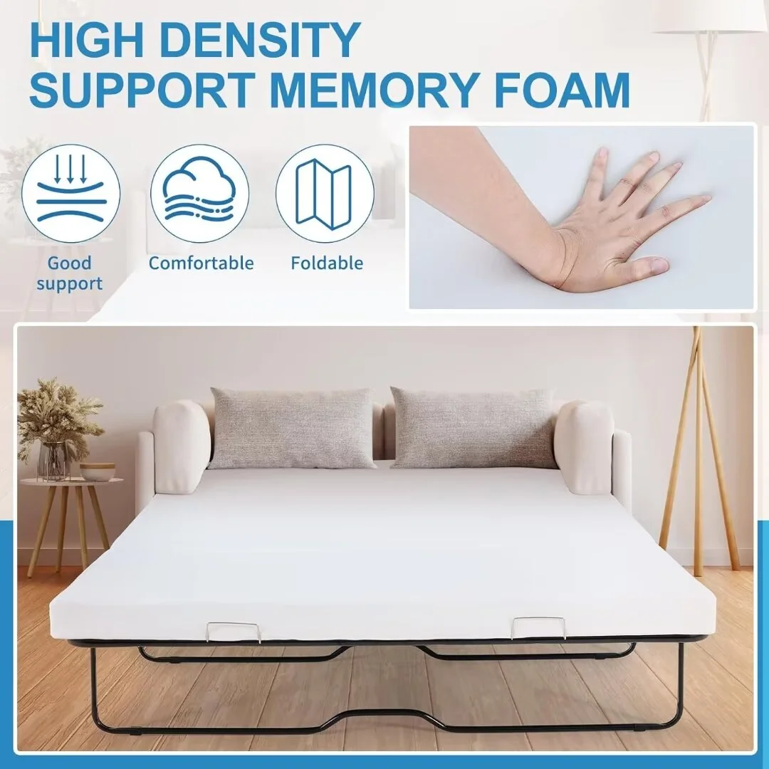 NAIZEA Foldable Sofa Bed Replacement Mattress Memory Foam 4 inch Pull Out Sofa Bed Mattress Twin Size for Convertible Folding Sofa & Couch Beds, Sofa Not Included