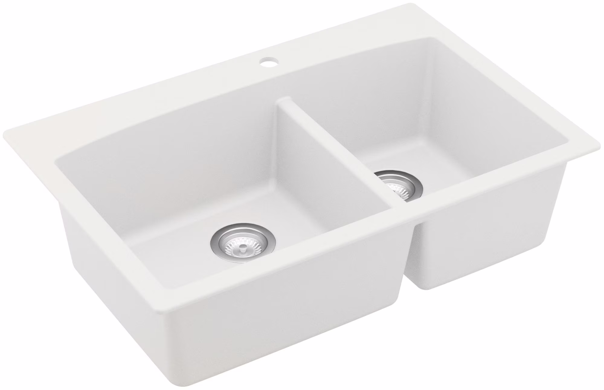 Karran QT-711 Drop-In Quartz Composite 33 in. 1-Hole 60/40 Double Bowl Kitchen Sink in Grey