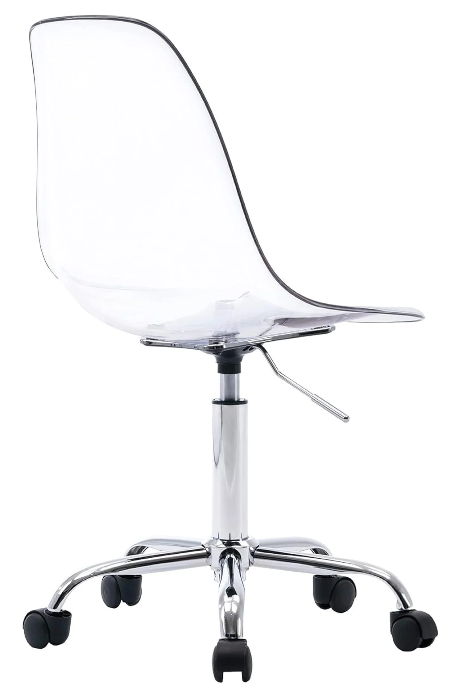 Echoworld Clear Rolling Chair, Armless Desk Chair with Golden Feet Swivel Molded Plastic Shell Adjustable Home Office Chair with Wheels, Clear