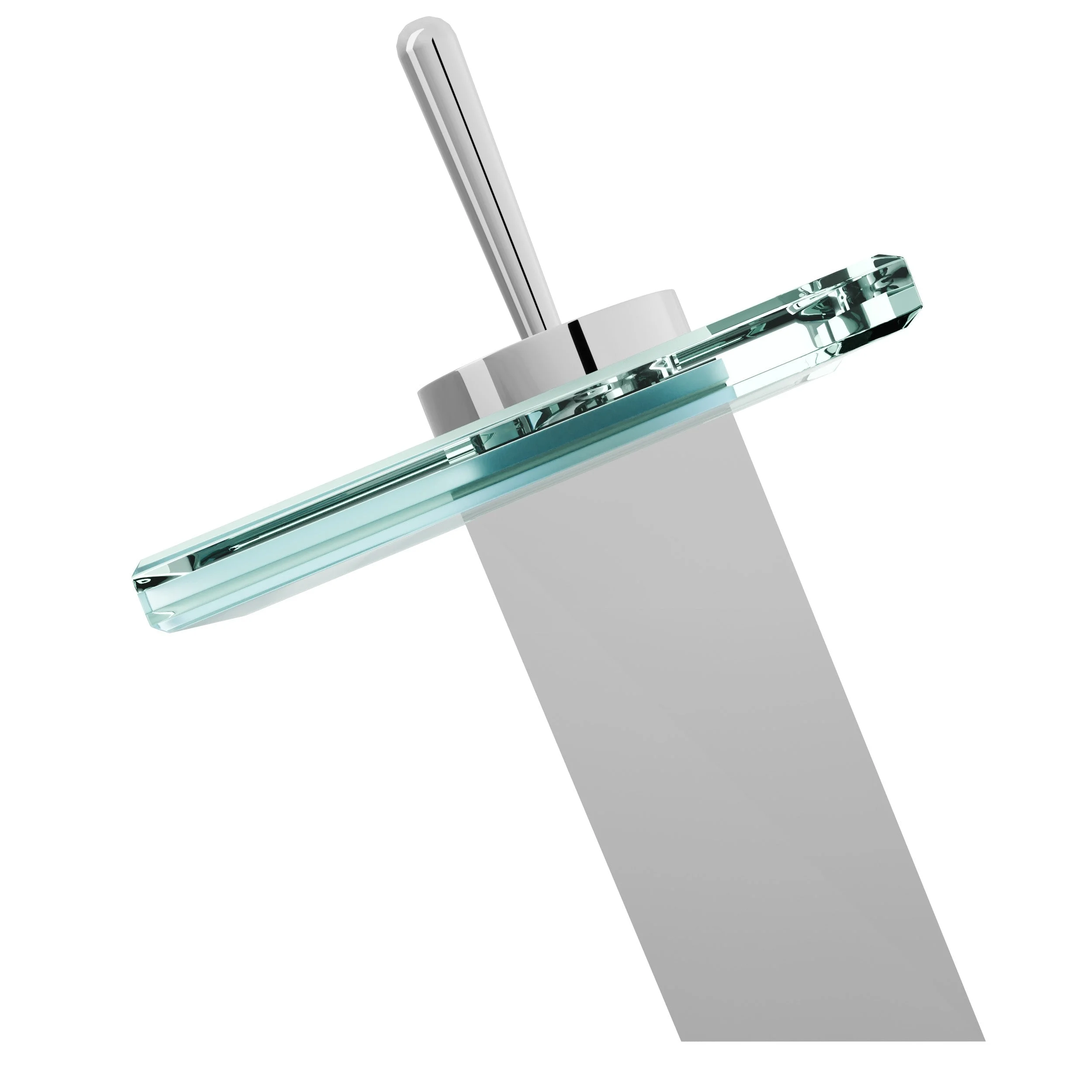Novatto GF-010CH-C Monroe Single Lever Waterfall Lav Faucet, Chrome/ Clear Glass