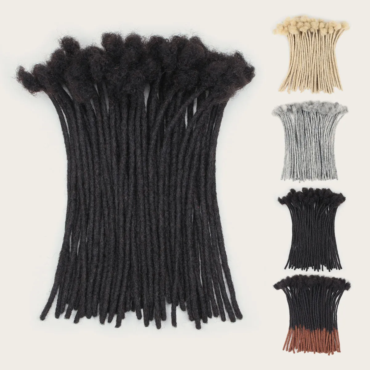 #1B Black Loc Extensions Human Hair, 0.6 cm Width Human Hair Dreadlock Extensions 6-18 Inch