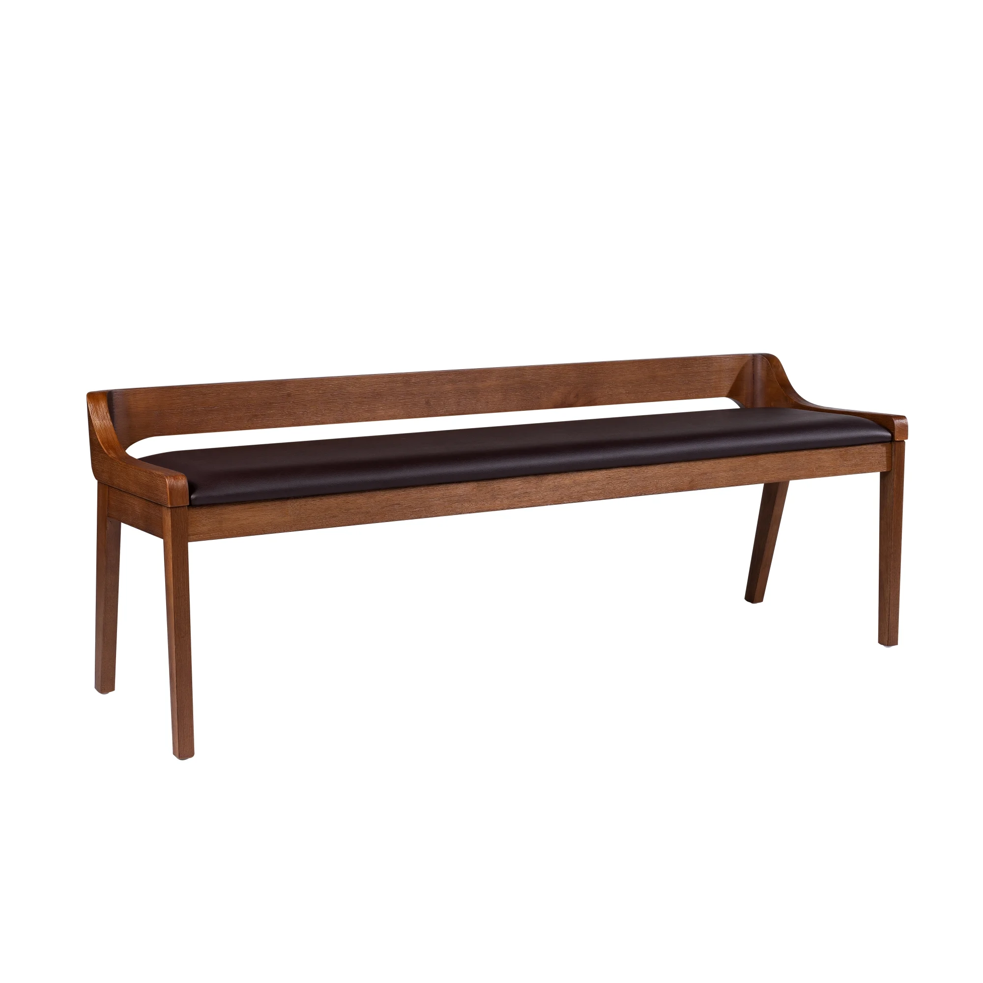 Boraam Rasmus Low Back Acacia Wood Dining Bench with Faux Leather Upholstery