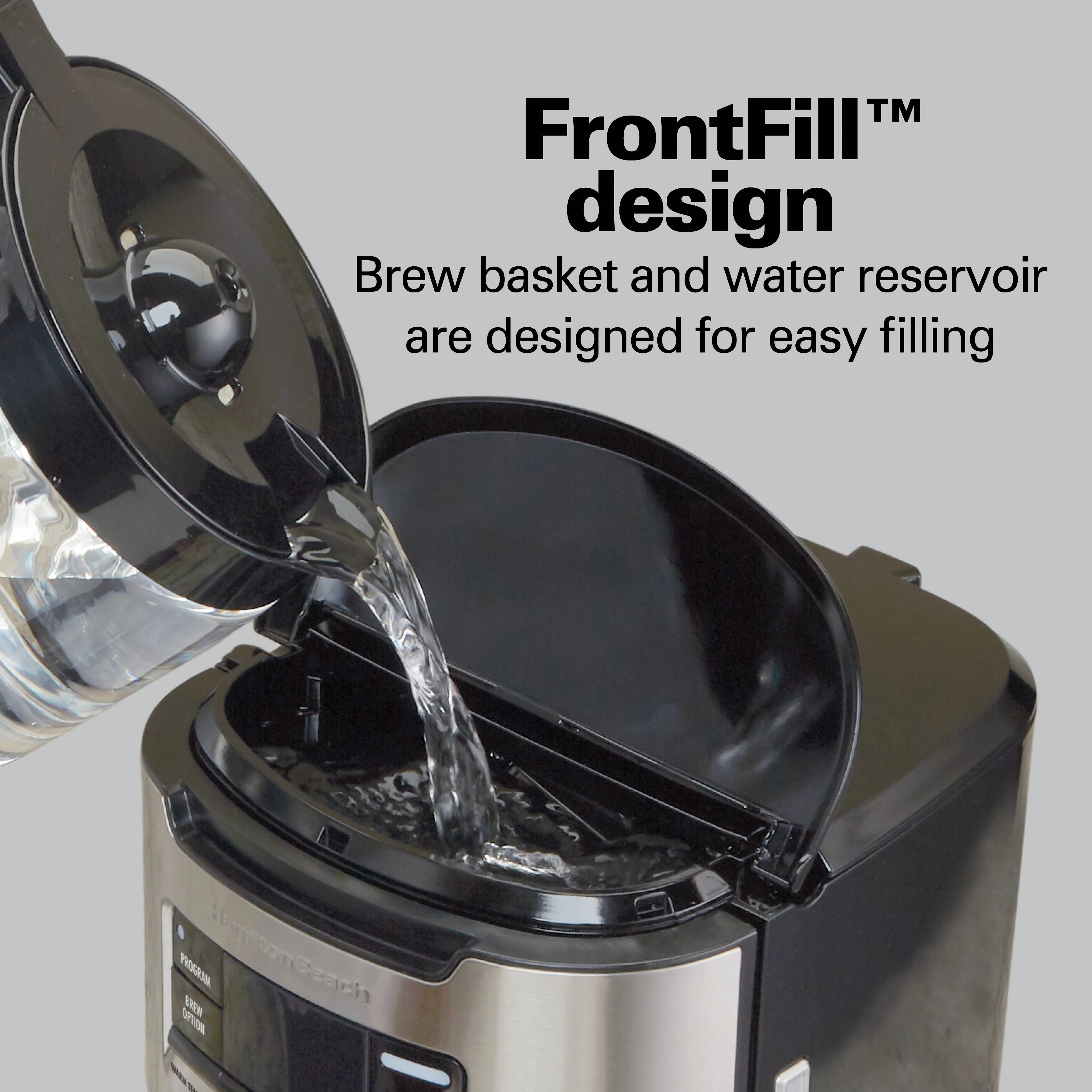 Hamilton Beach Front Fill 14-Cup Programmable Drip Coffee Maker Machine with Glass Coffee Pot, Cafetera, Black