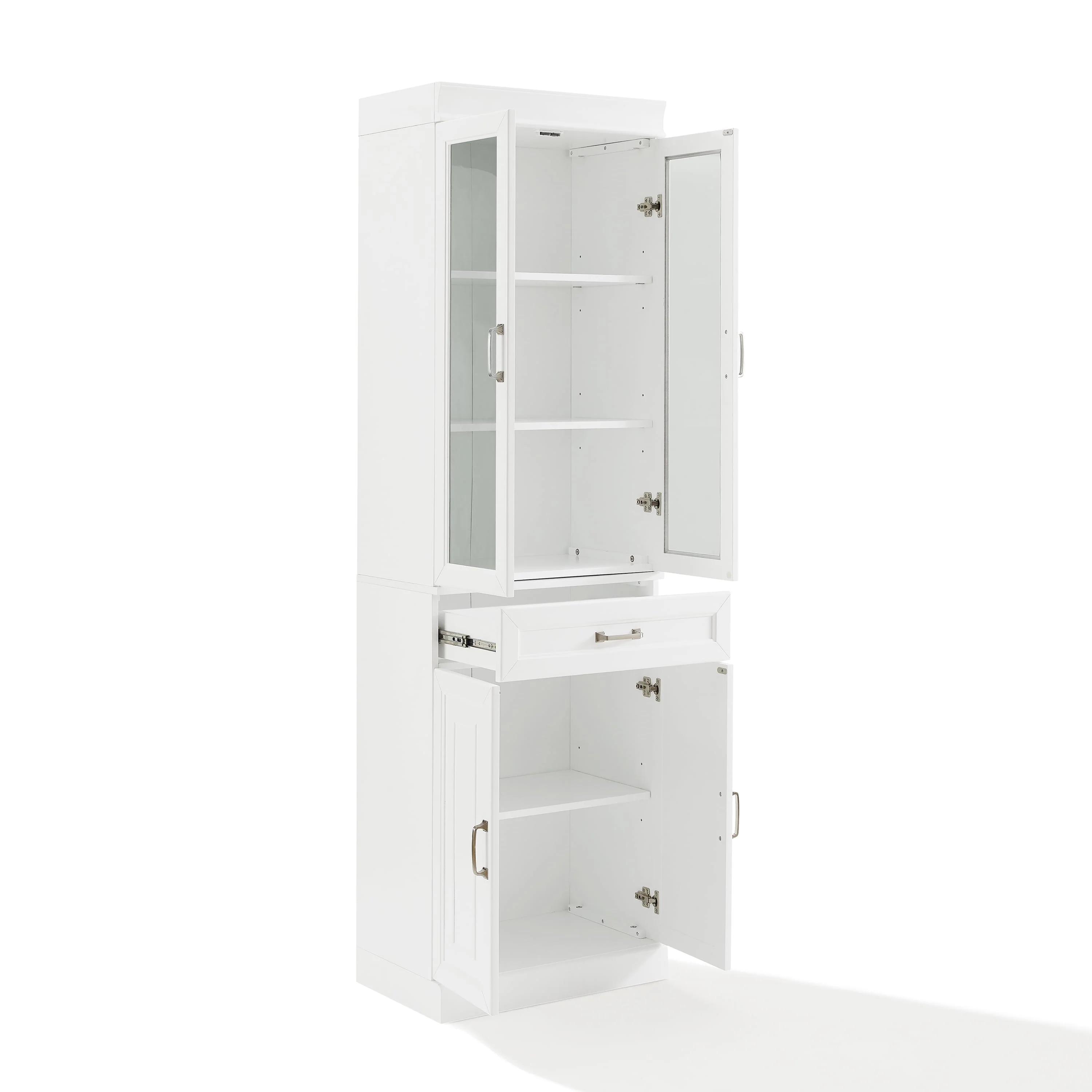 Crosley Brands Stanton 2Pc Glass Door Pantry Set White - 2 Pantries