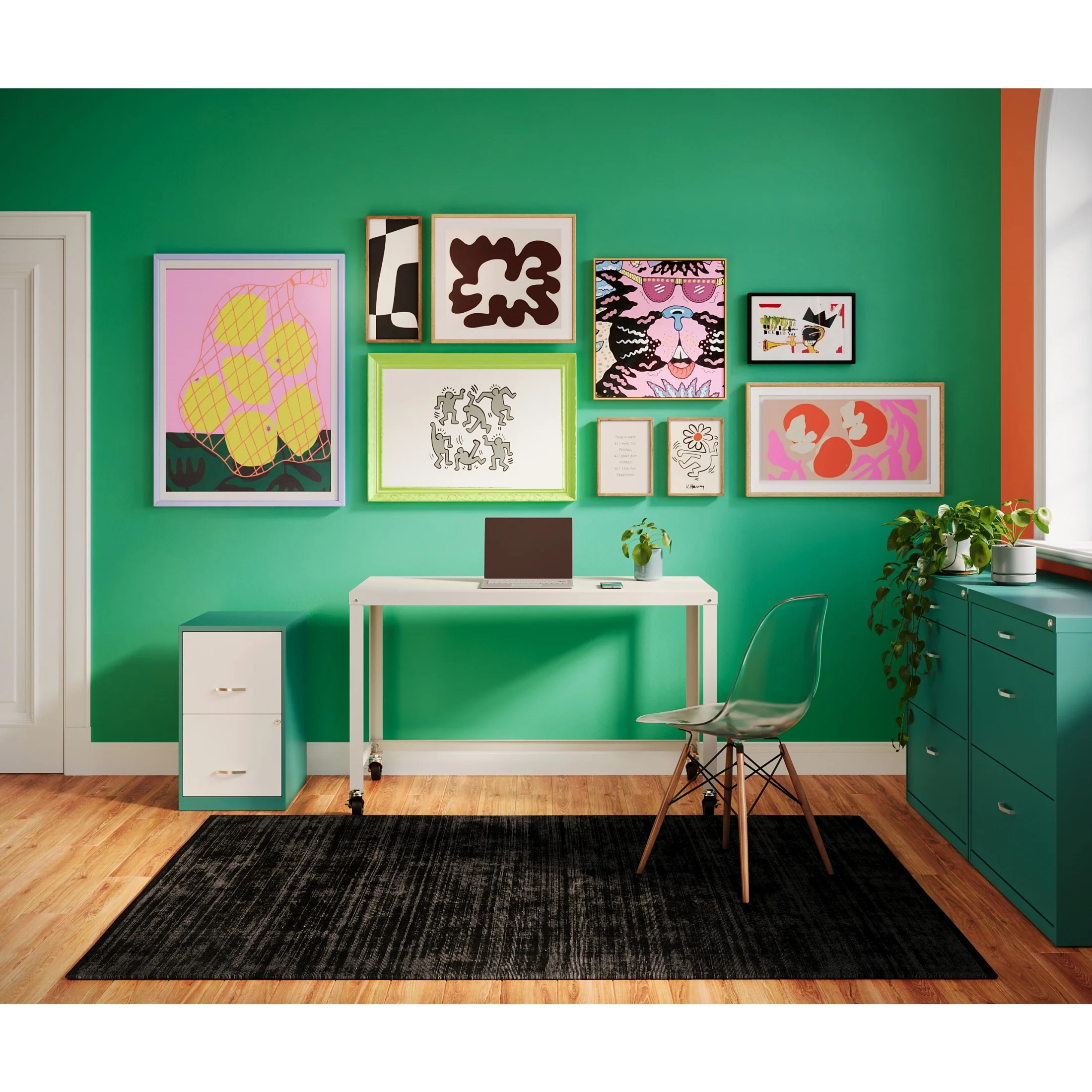 Space Solutions Ready-to-Assemble 48-inch Wide Mobile Metal Desk for Home Office, Navy