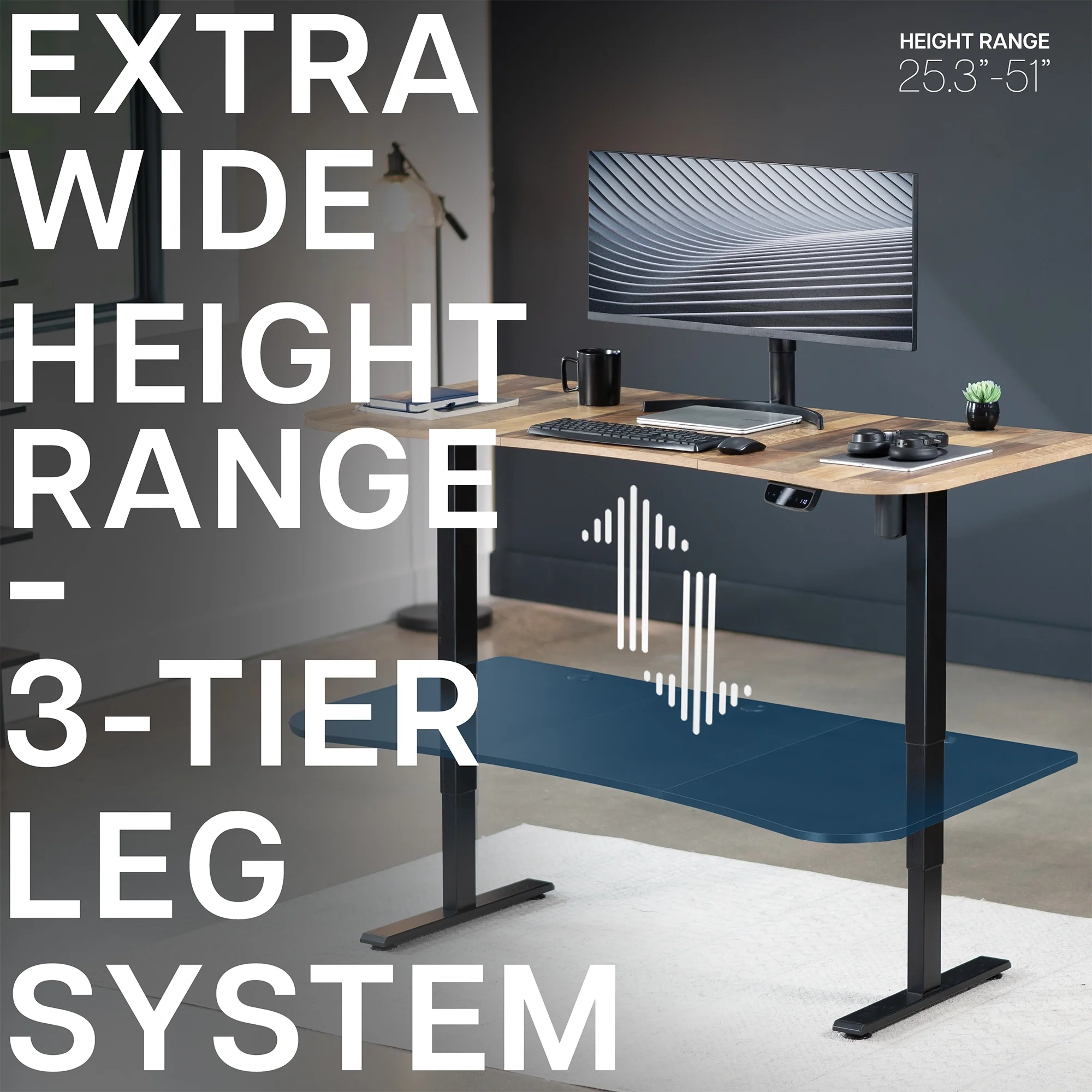 VIVO Reclaimed Wood / Black 63�?x 32�?Electric Height Adjustable Stand Up Desk