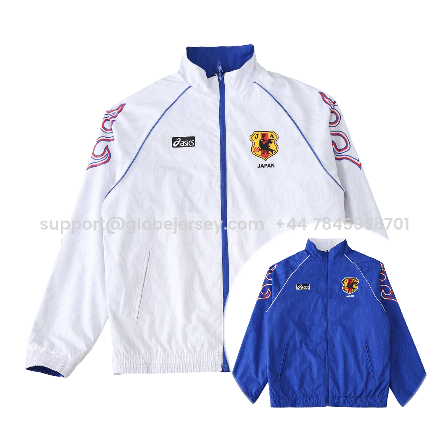 Retro Japan 1998 Throwback Double Sided Reversible Windbreaker - White & Blue