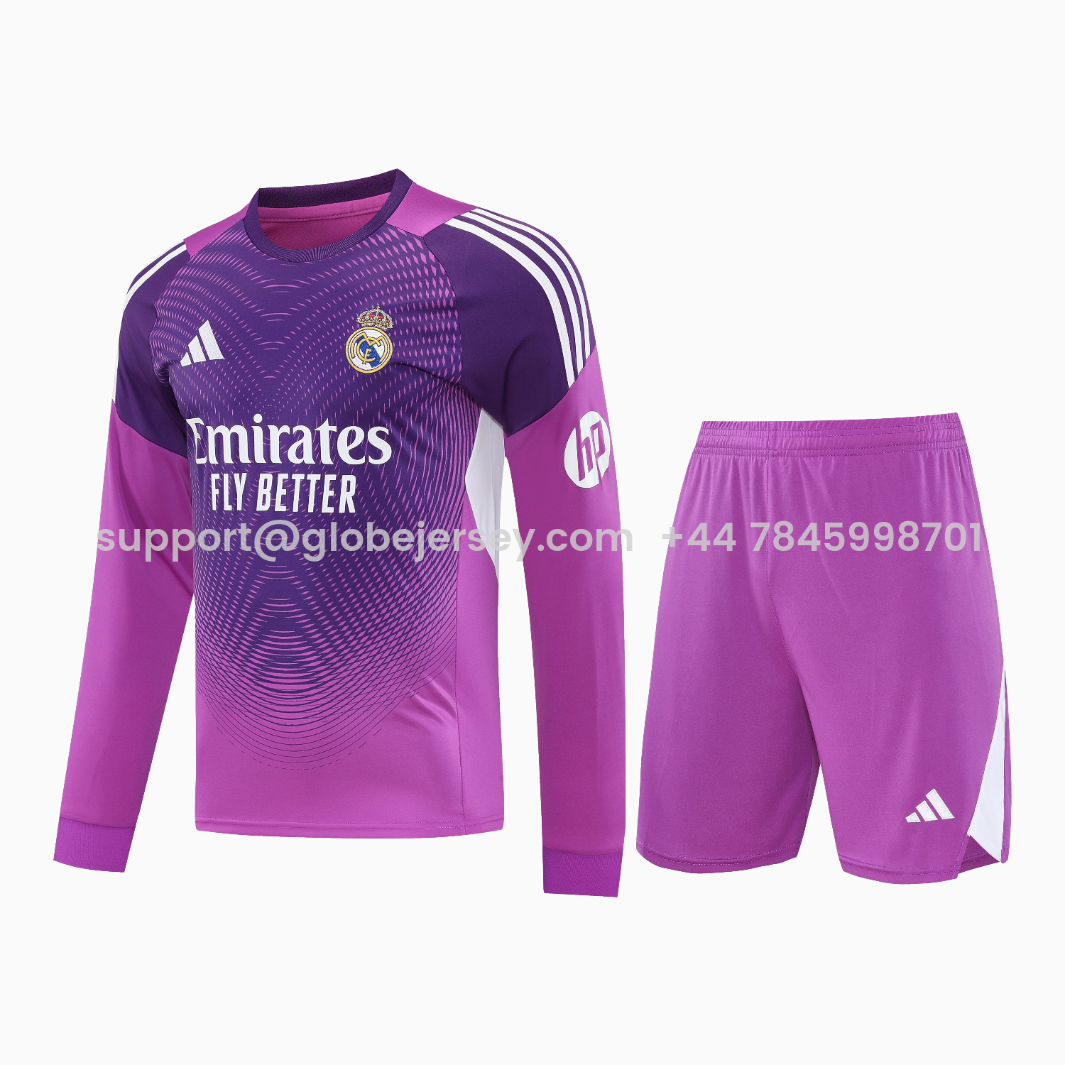 Real Madrid 25-26 Longt-Sleeve Training Set - Purple Top & Purple Shorts