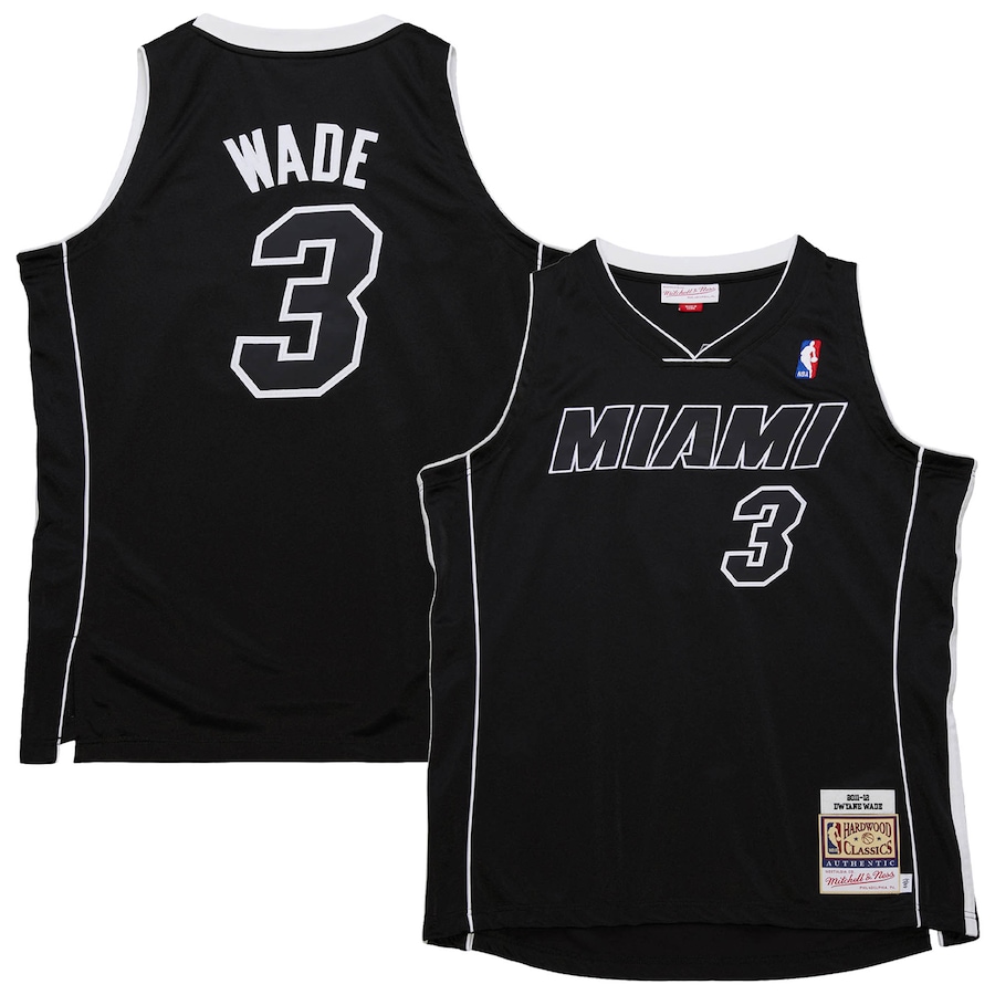 Men's Miami Heat Dwyane Wade Mitchell & Ness Black 2011/12 Hardwood Classics Authentic Jersey