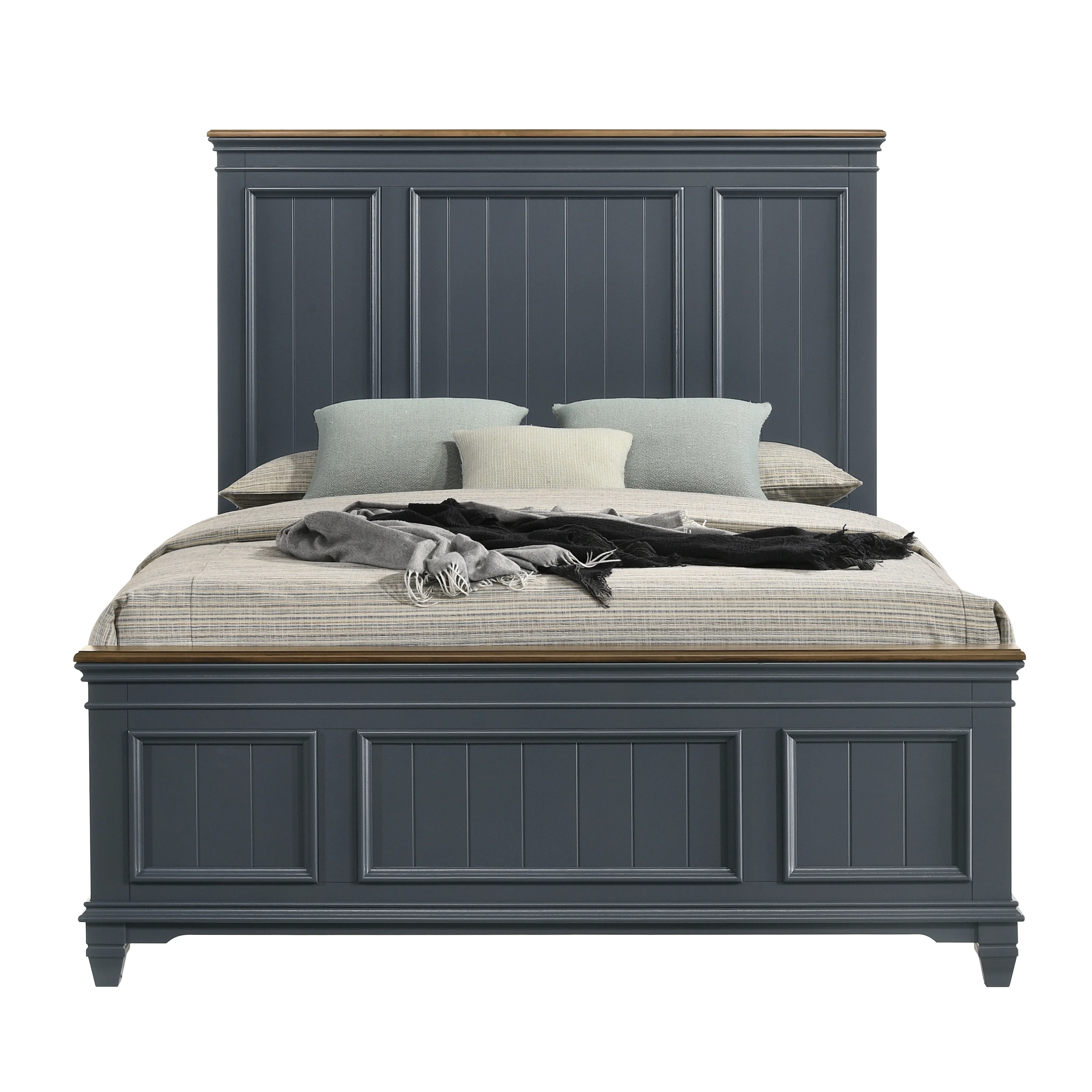 Roundhill Furniture Clelane Wood Bedroom Set Panel King Bed, Dresser, Mirror, and Nightstand