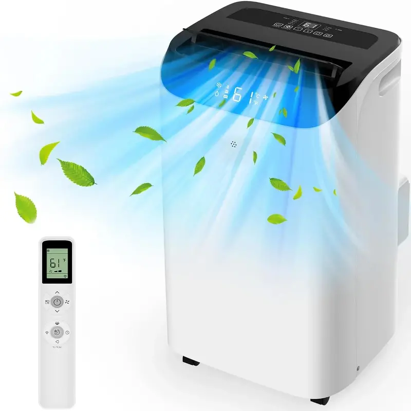 14000 BTU Portable AC Unit with Remote: 3-in-1 Cooling. Fan & Dehumidifying for Rooms Up to 700 Sq Ft