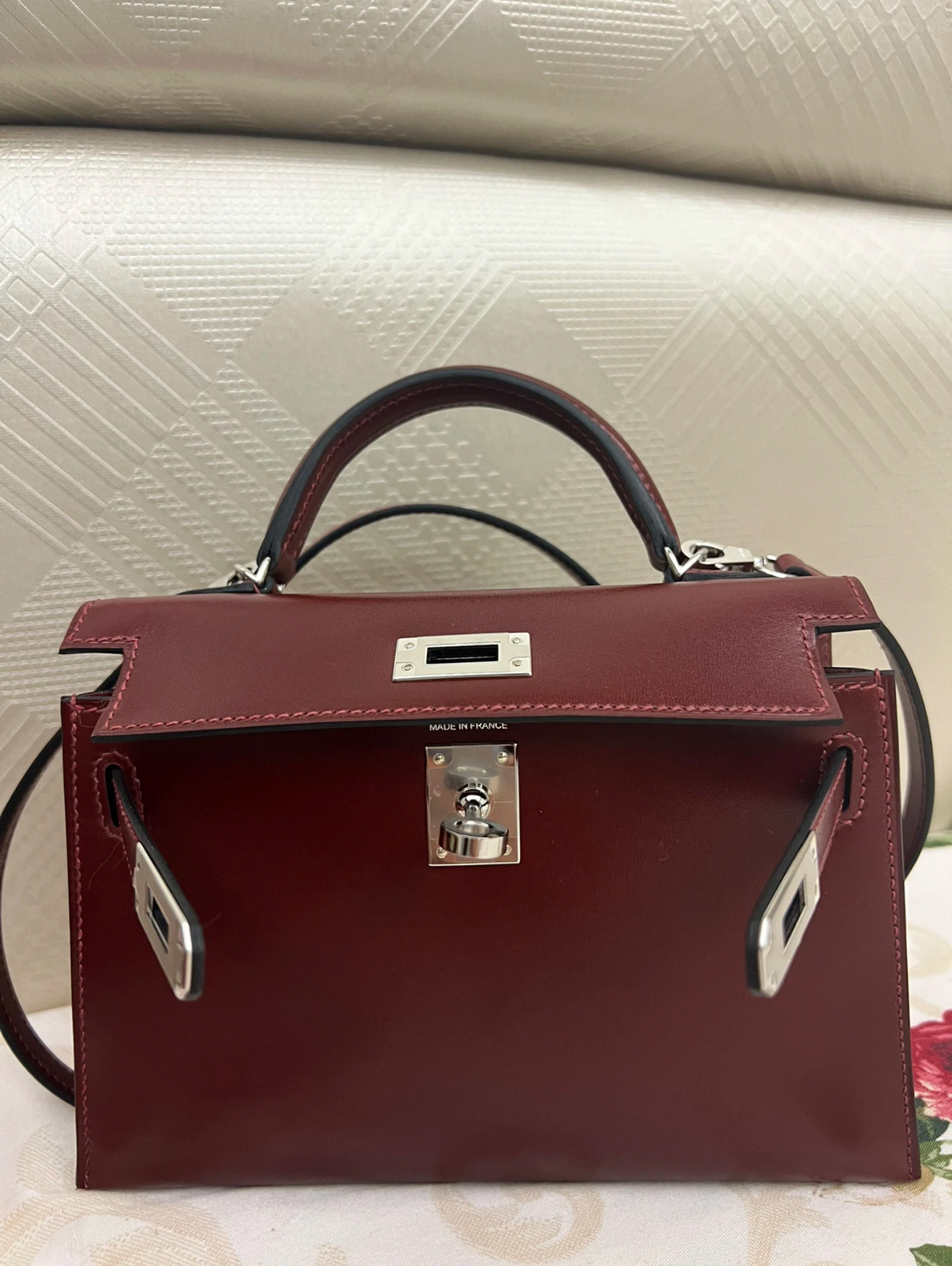 Kelly mini 2 19cm Bordeaux wine red custom