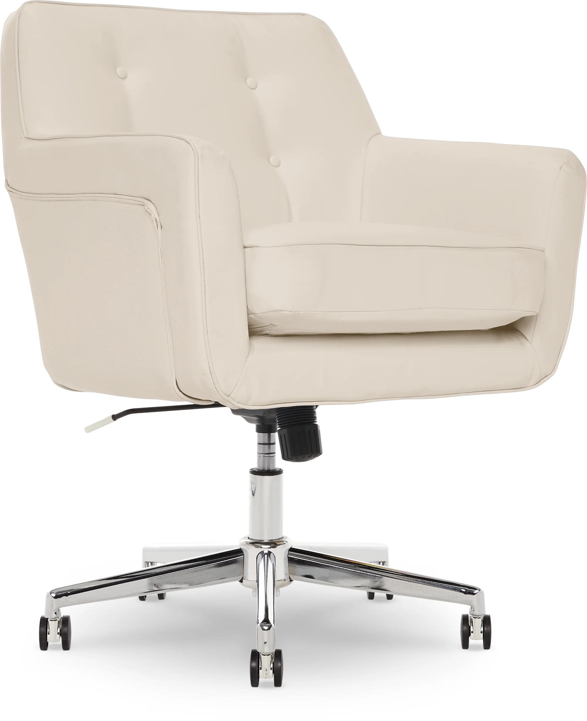 Serta Ashland Office Desk Chair, Button Tufted Mid-Back, Memory Foam Cushion, Chrome Swivel Base, Charcoal