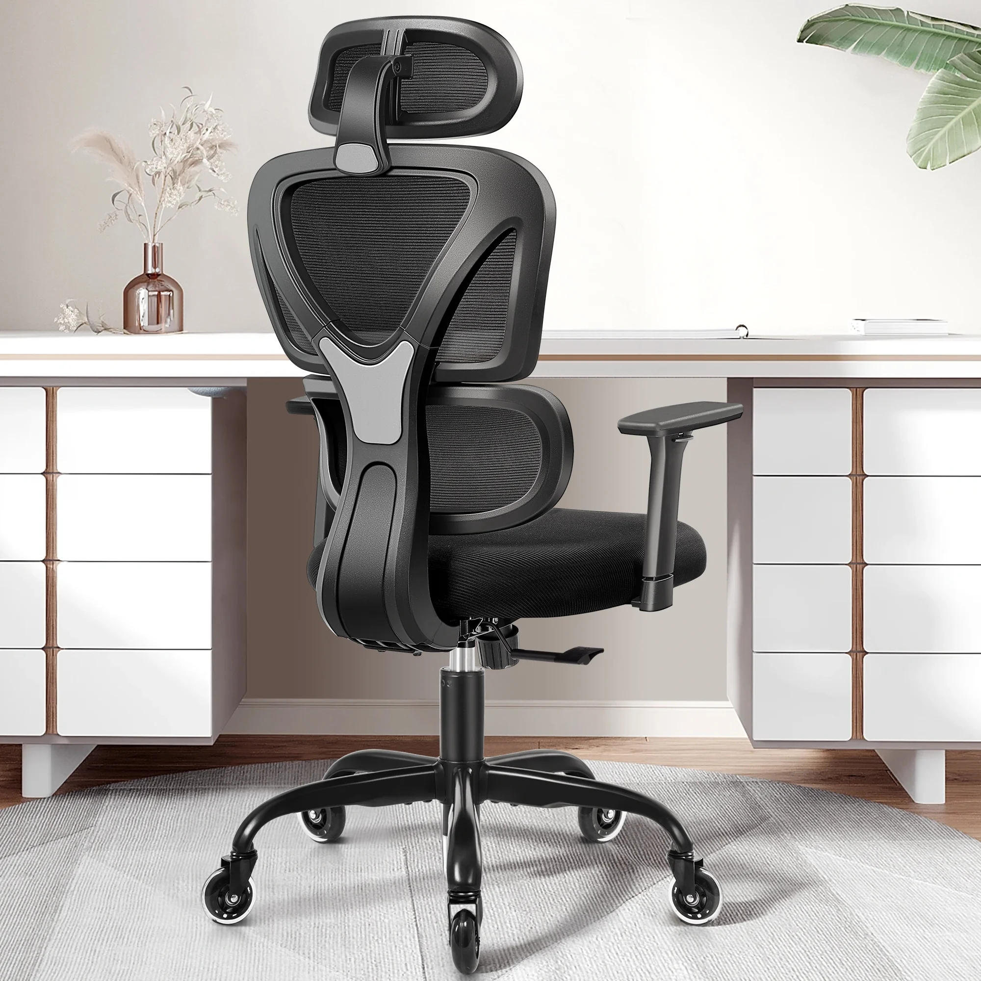 COOLHUT Ergonomic Office Chair, High Back Adjustable Computer Desk Chair with Lumbar Support, 500lb, Black
