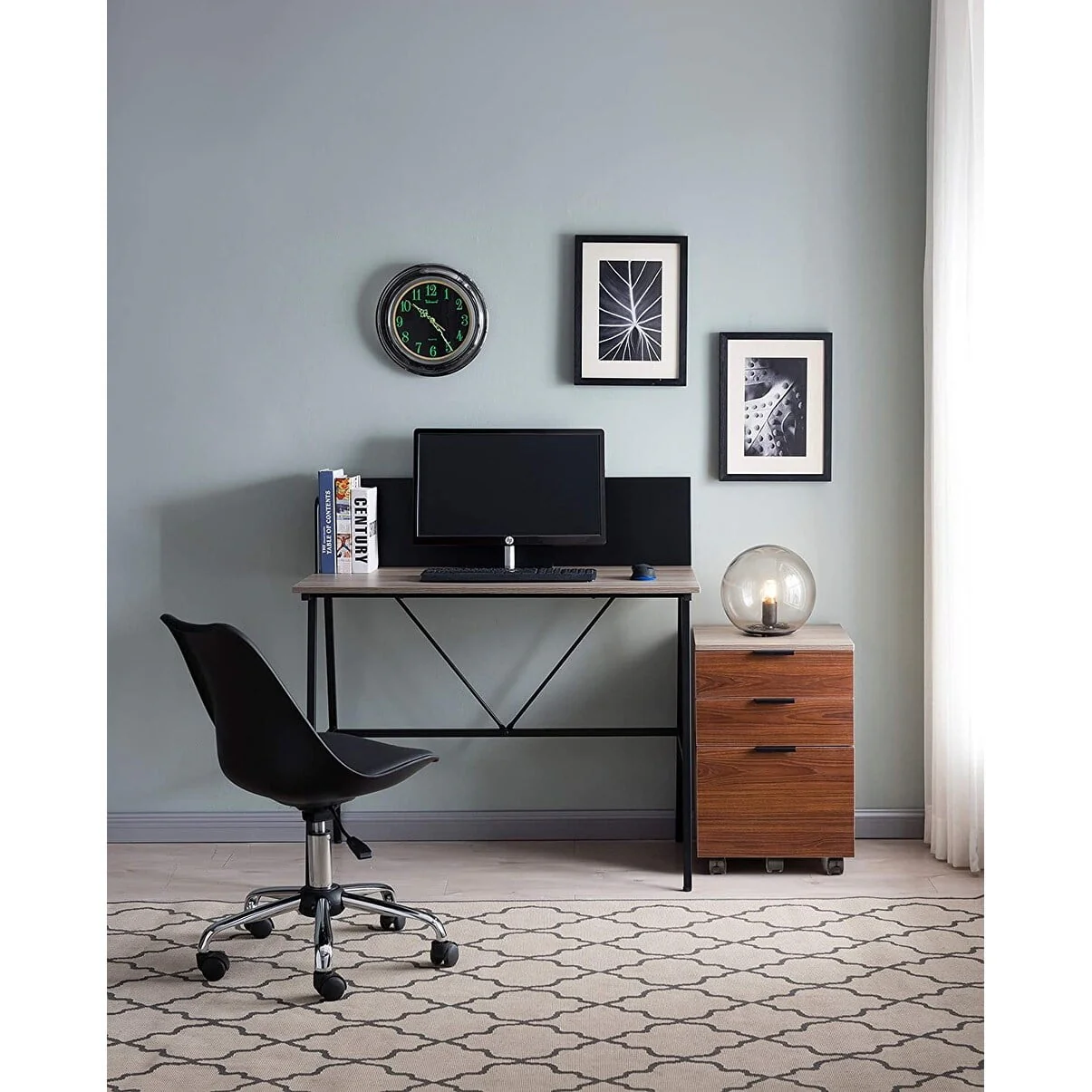JJS 3 Drawer Rolling Wood File Cabinet with Locking Wheels for A4 or Letter Size Brown Drawer