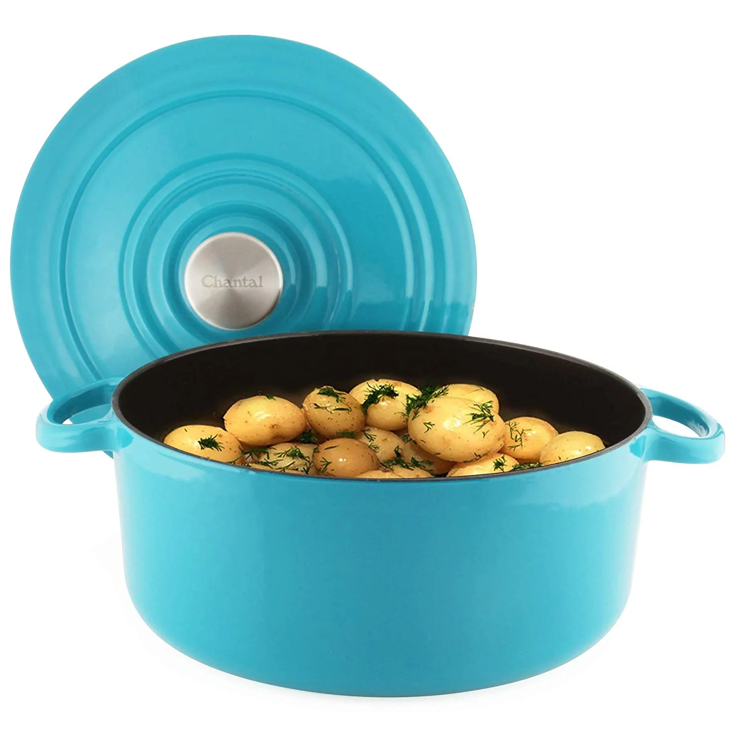 Chantal TC32-260BA Round Cast Iron Enamel Dutch Oven (Sea Blue)