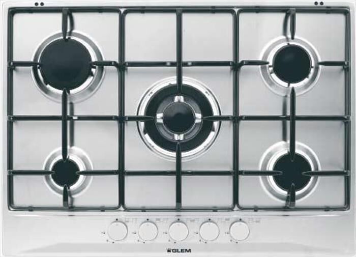 GLEM GAS - Piano cottura a gas GT755IX 5 fuochi 68,5cm-Inox