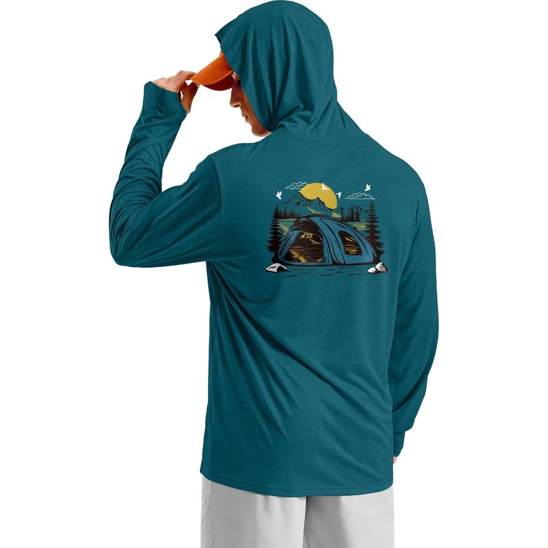 Men's UPF 50+ Sun Protection Hoodie Lightweight Long Sleeve