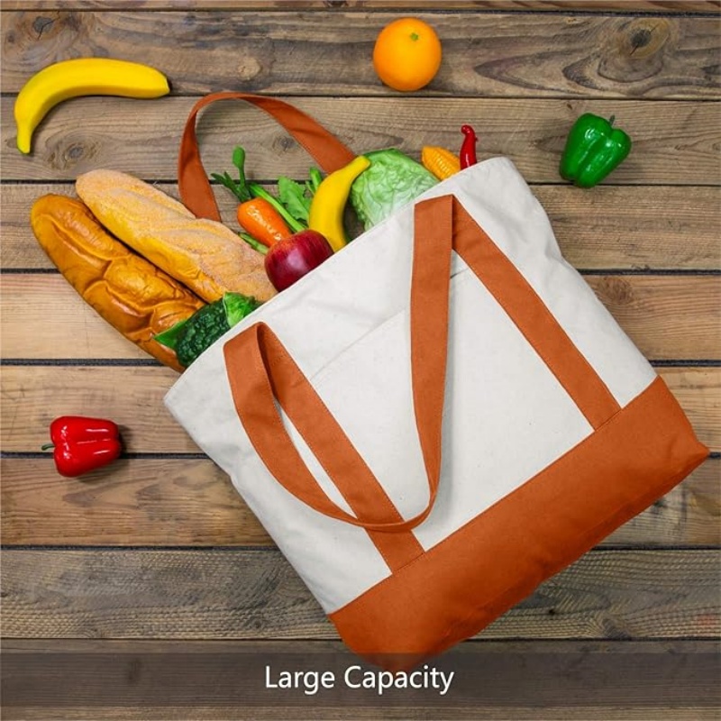 CANVORY 1-Pack Canvas Tote Bag with an External Pocket