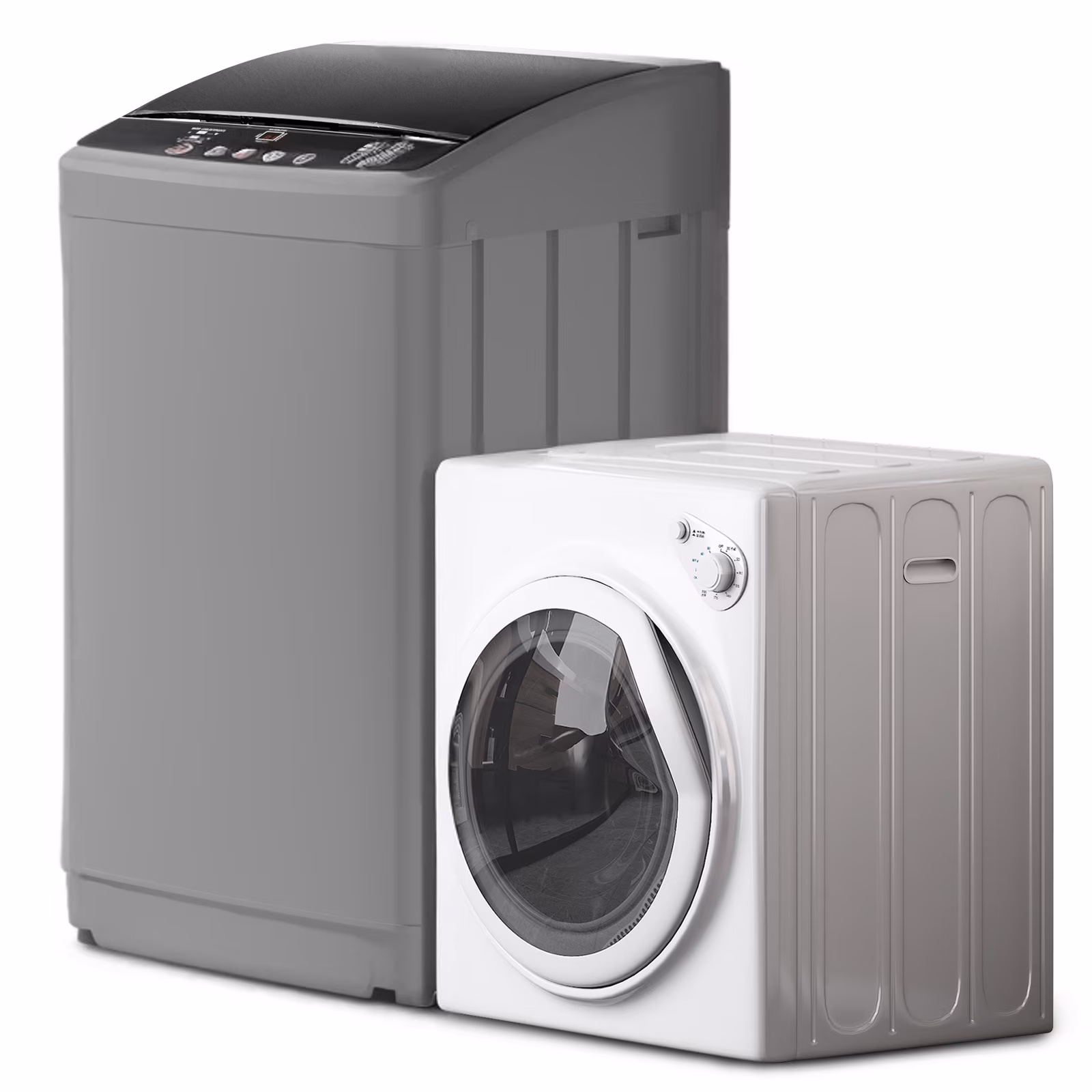 TABU Washer and Dryer Set, 19LBS Fully Automatic Washing Machine & 8.8LBS Clothes Dryer (White&White)