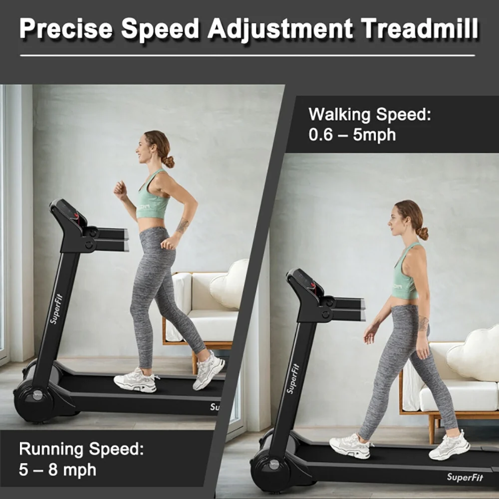 Topcobe 3HP Electric Folding Treadmill with Bluetooth Speaker, Under Desk Walking Pad Treadmill, Walking Pad with Handle Bar, Silver