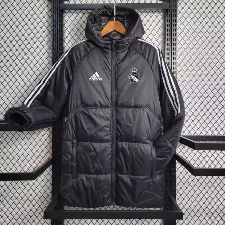 2024/2025 Real Madrid Black-White Edge Soccer Long Cotton jacket 1:1 Thai Quality