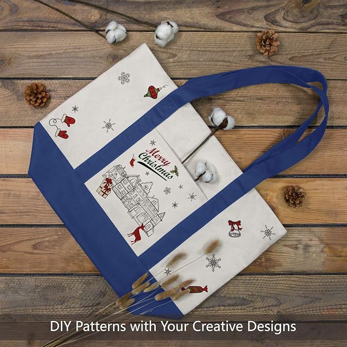 CANVORY 1-Pack Canvas Tote Bag with an External Pocket