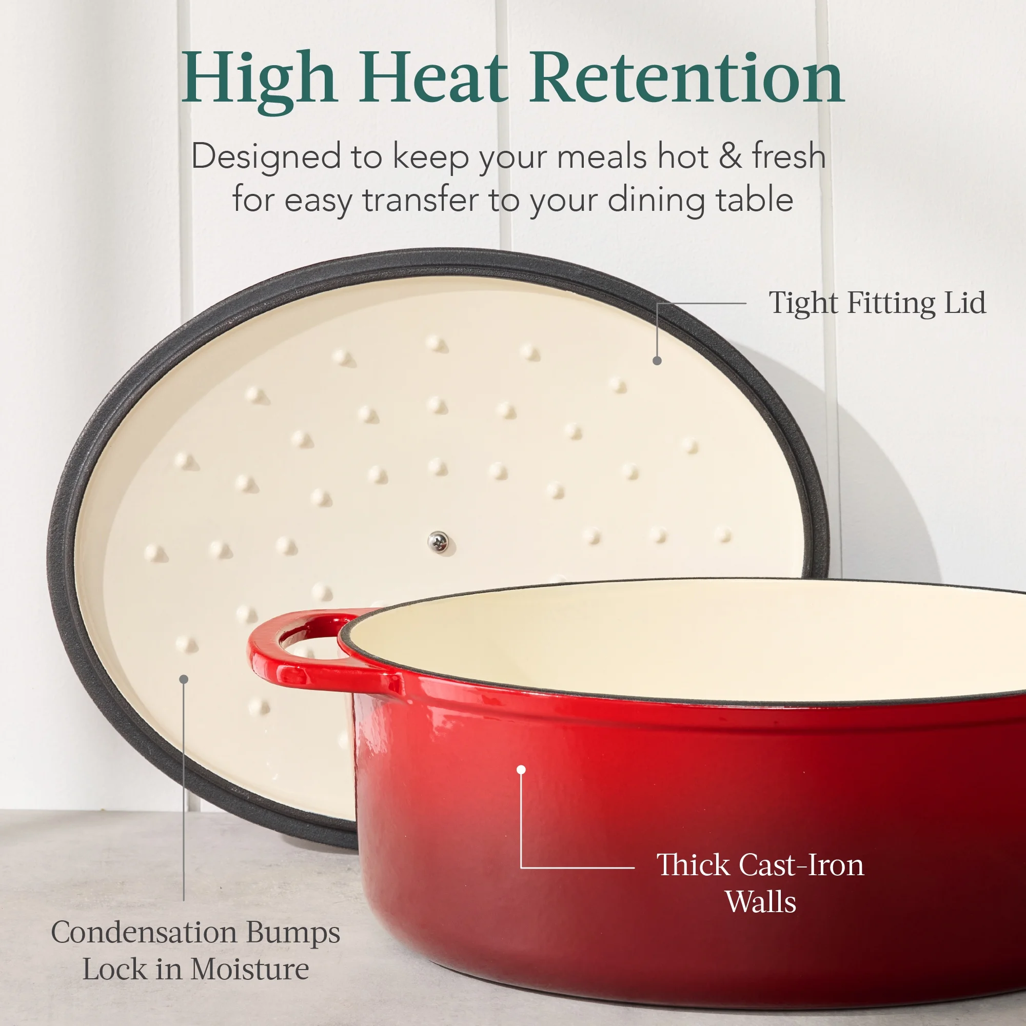 Best Choice Products Oval 7.5 Quart Cast-Iron Dutch Oven, Heavy-Duty w/ Enamel, Side Handles - Vanilla Buttercream