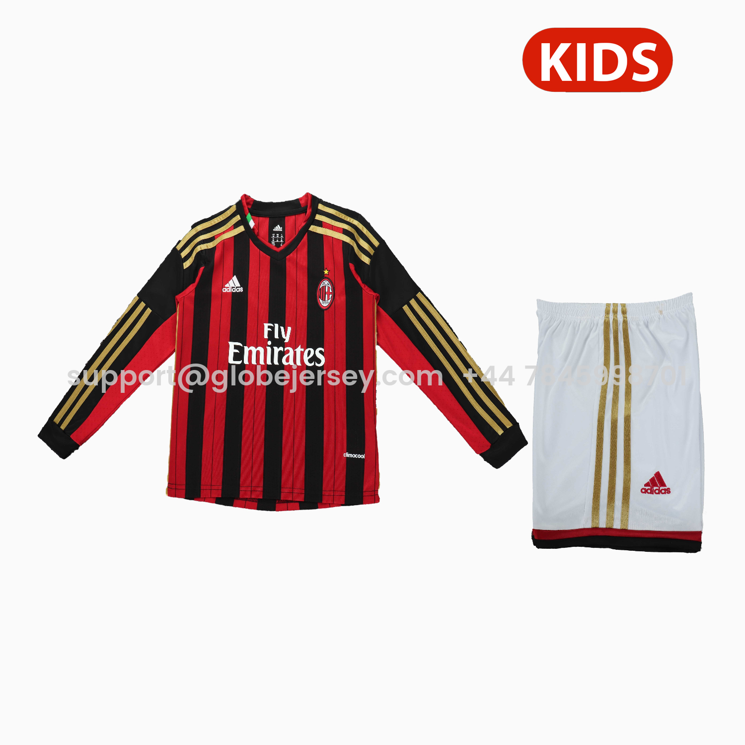 Retro AC Milan 2013-14 Home Long Sleeves Kids Kit