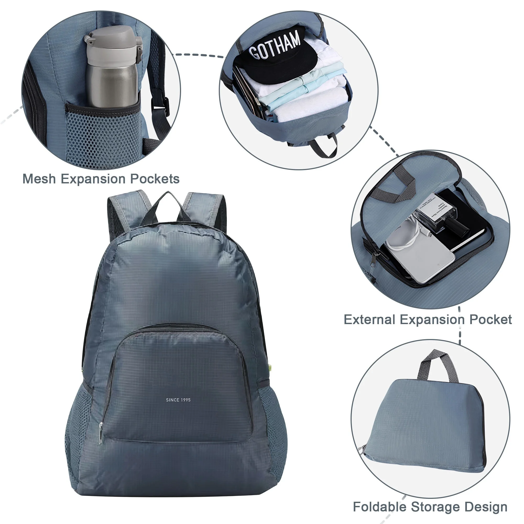 EUROCO 5 Piece Luggage Sets,ABS Hardside Carry On Suitcase with TSA Lock, Side hooks,4 360�� Spinner Wheels,Expandable Duffel Bag & Foldable Backpack,20
