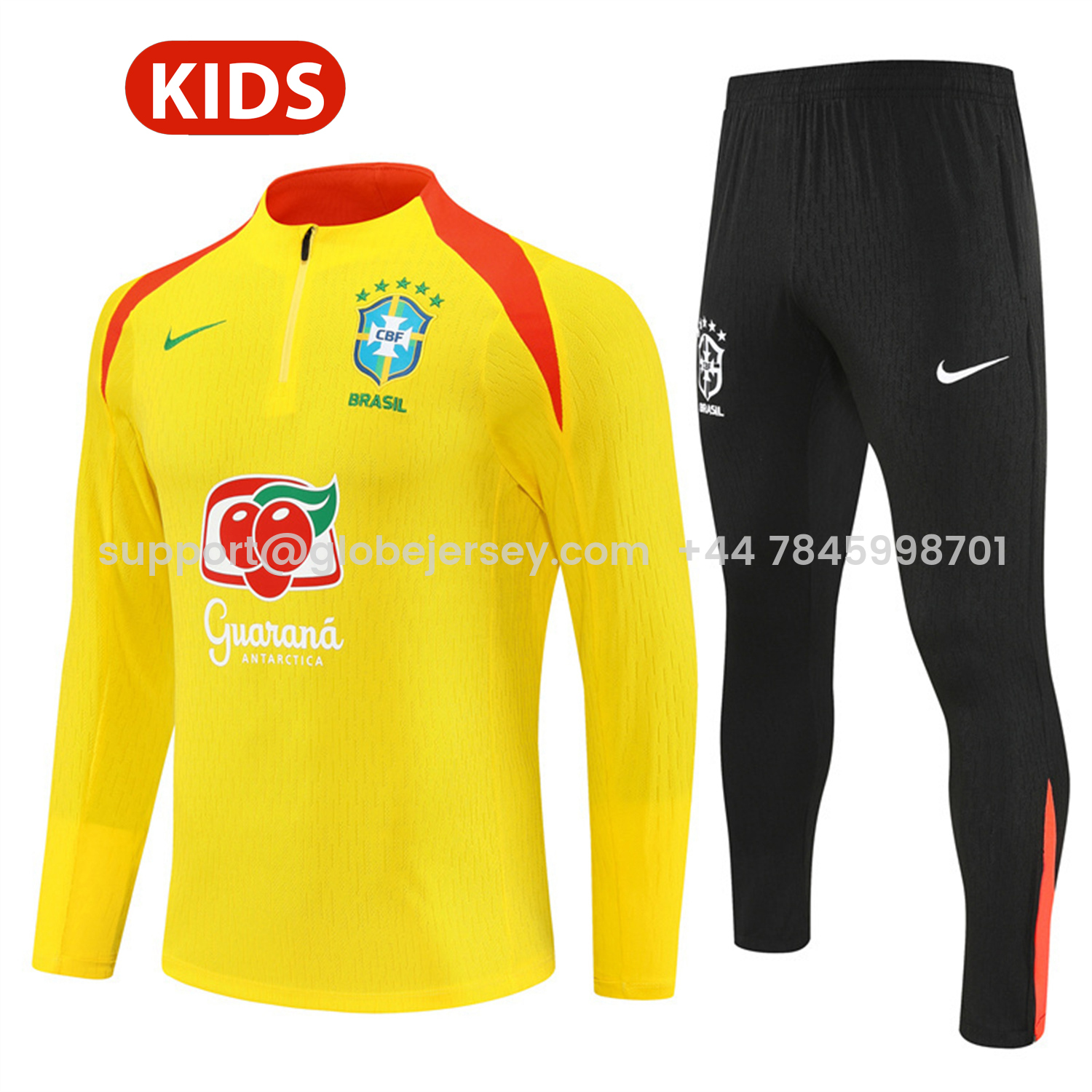 Brazil 25-26 Long Sleeve Training Set - Player Version - Yellow Top and Black Pants