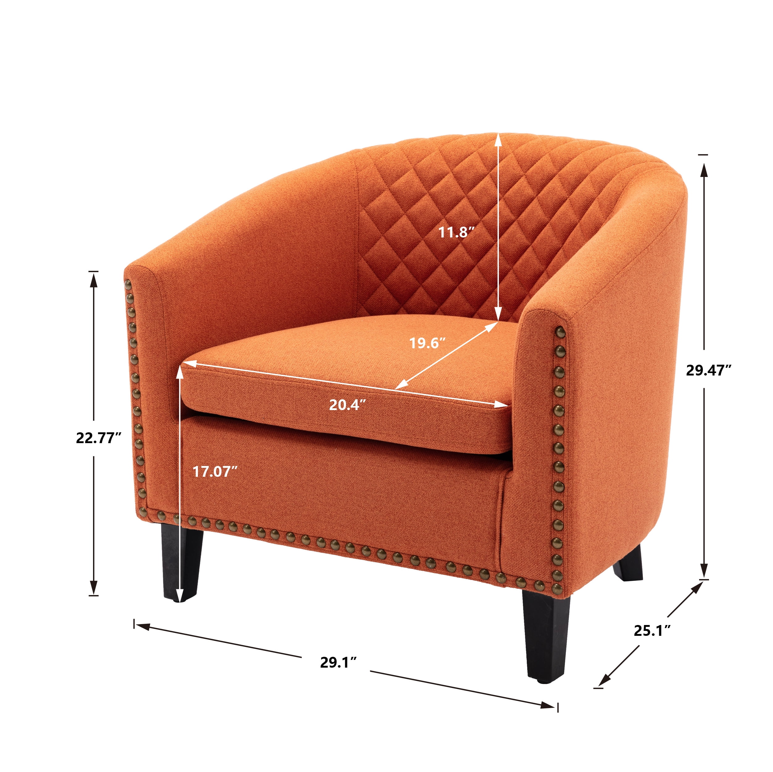 Comfortable Upholstered Armchair, Recliner Chair, Armchair with Wide Armrest,PU Leather Club Chair for Living Room, Club or Office, Single Chair ,Orange.
