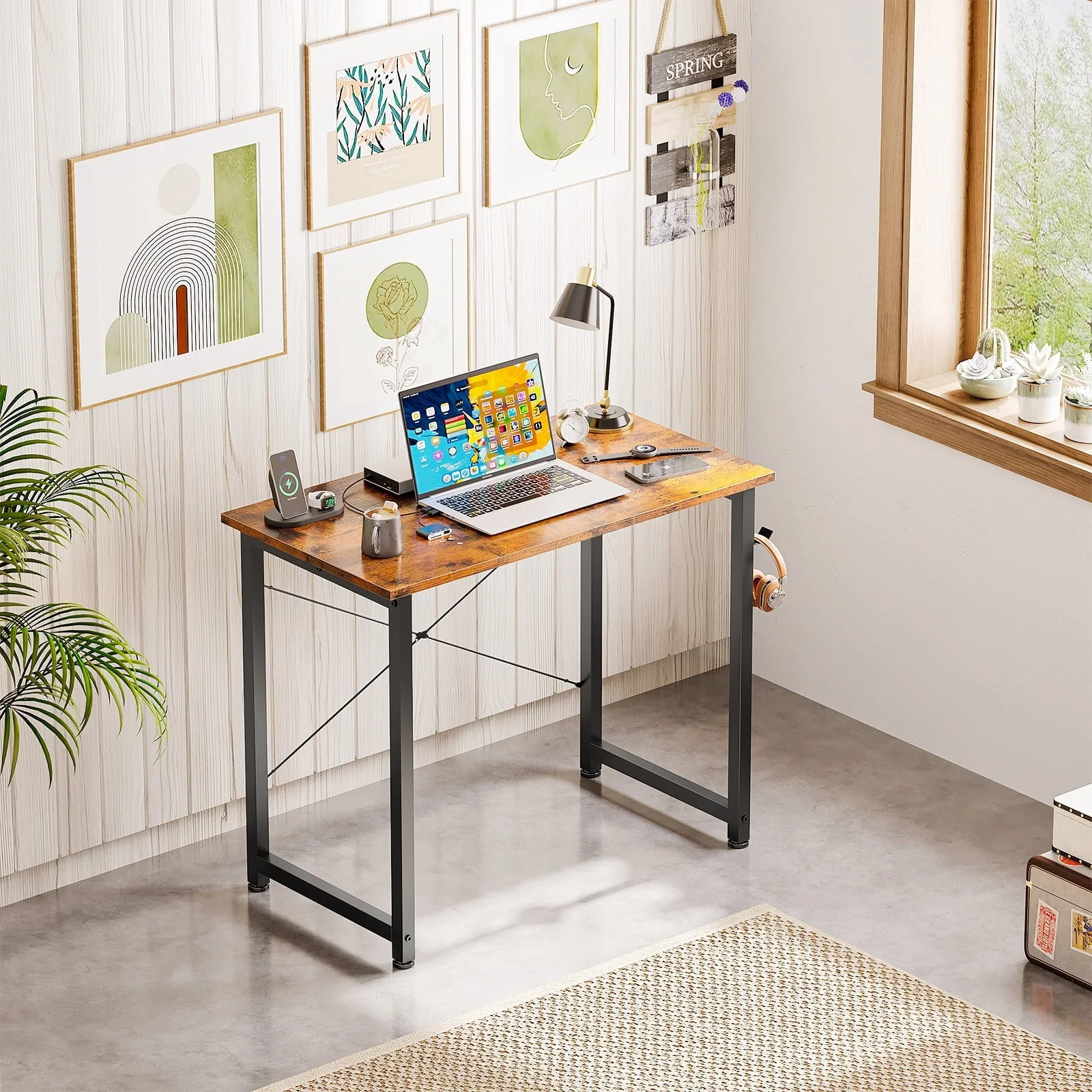 32 inch Small Computer Desk for Small Space, Modern Simple Style Desk for Living Room/Bedroom/Home Office, Sturdy Student Writing Desk, Gift for Kid, Vintage
