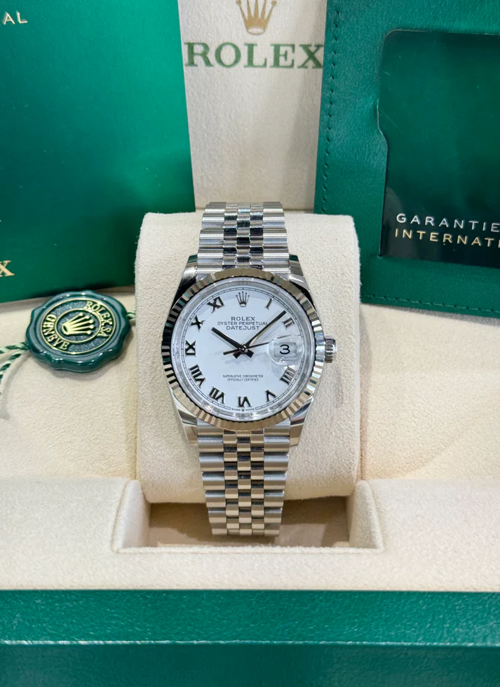 【Super Clone】RLX  Datejust 36mm 126234 White Roman Dial Oyster Stainless Steel Mens