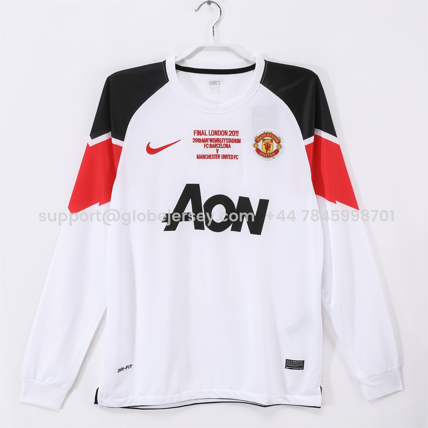 Retro Manchester United 10-11 Away Long Sleeves Jersey - Champions League Final Version