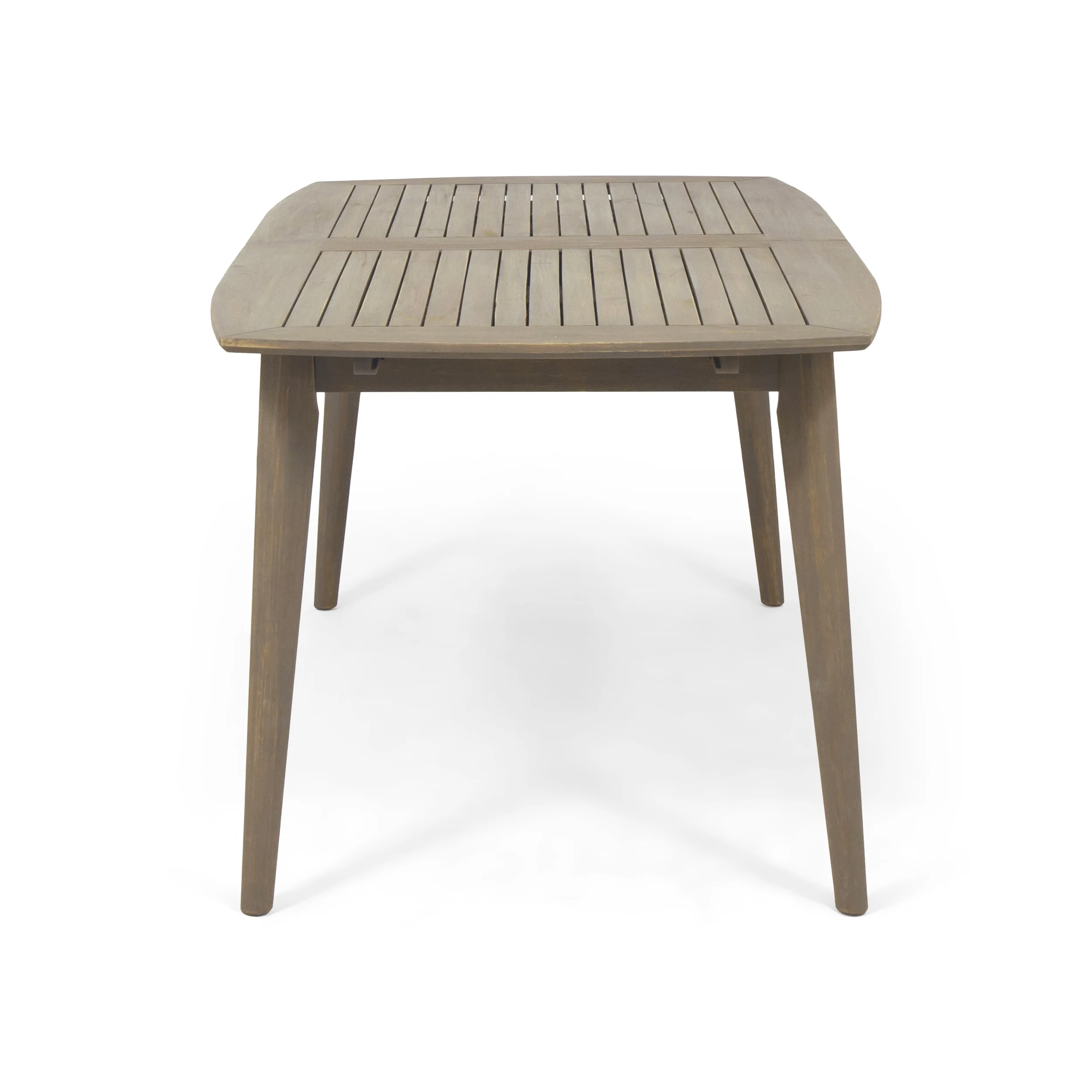 Jabari Outdoor Wood and Wicker Expandable 8 Seater Dining Set, Gray